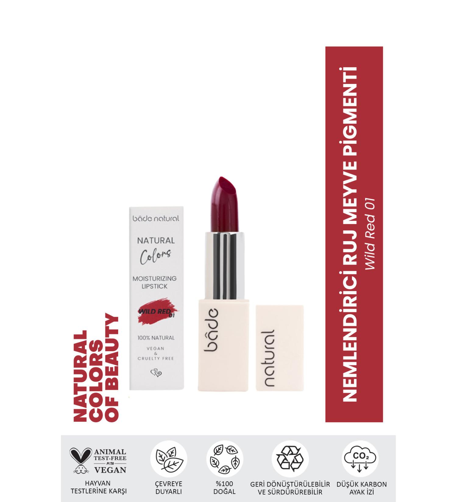 Bade Natural Moisturizing Lipstick Fruit Pigment Colorant Wild Red 01 0 Natural