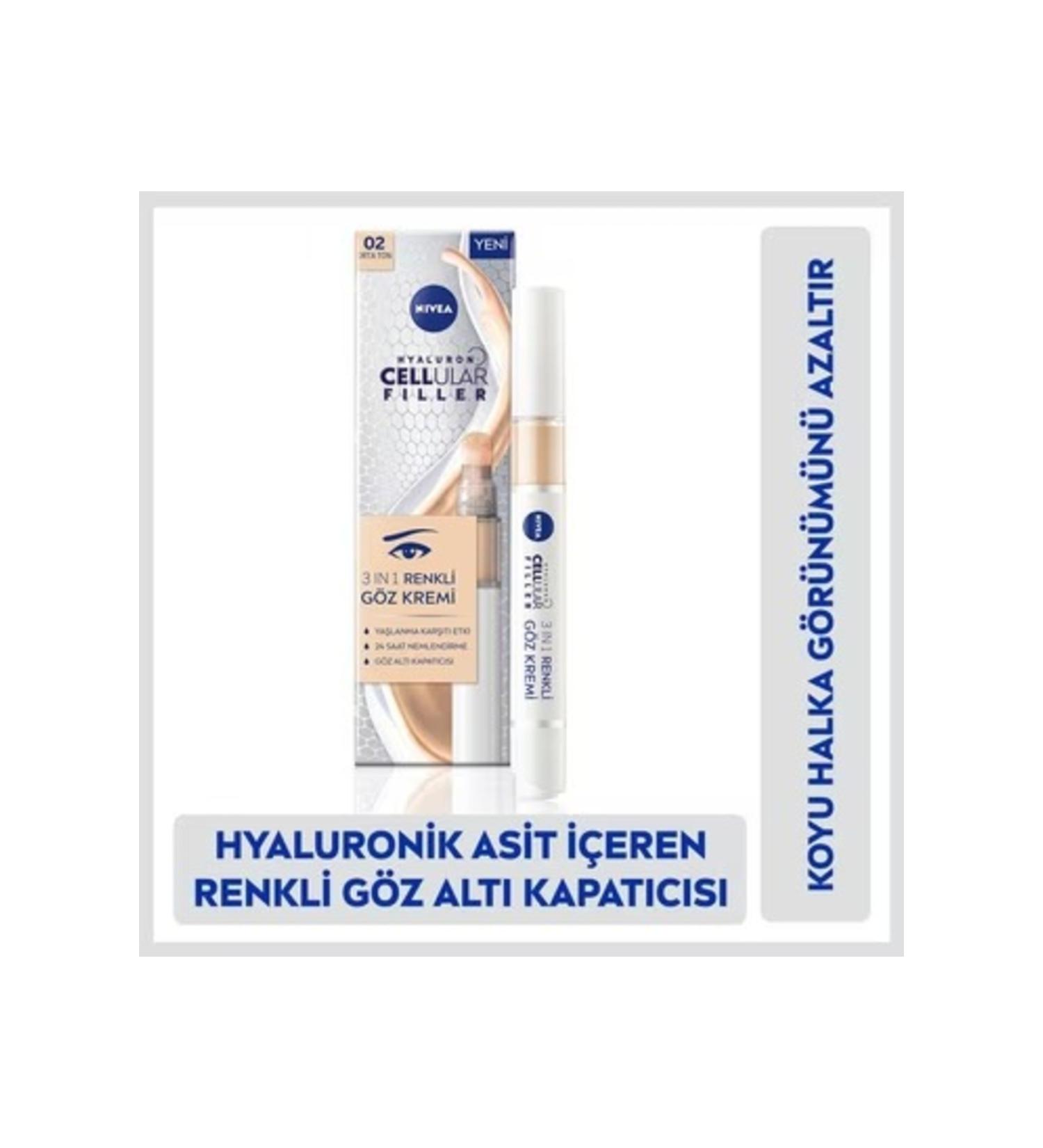 NIVEA Dark Circle Reducing and Tinted Eye Care Cream with Hyaluronic Acid Content - 4 ml Demb.1429 - Buy Online on GoSupps.com