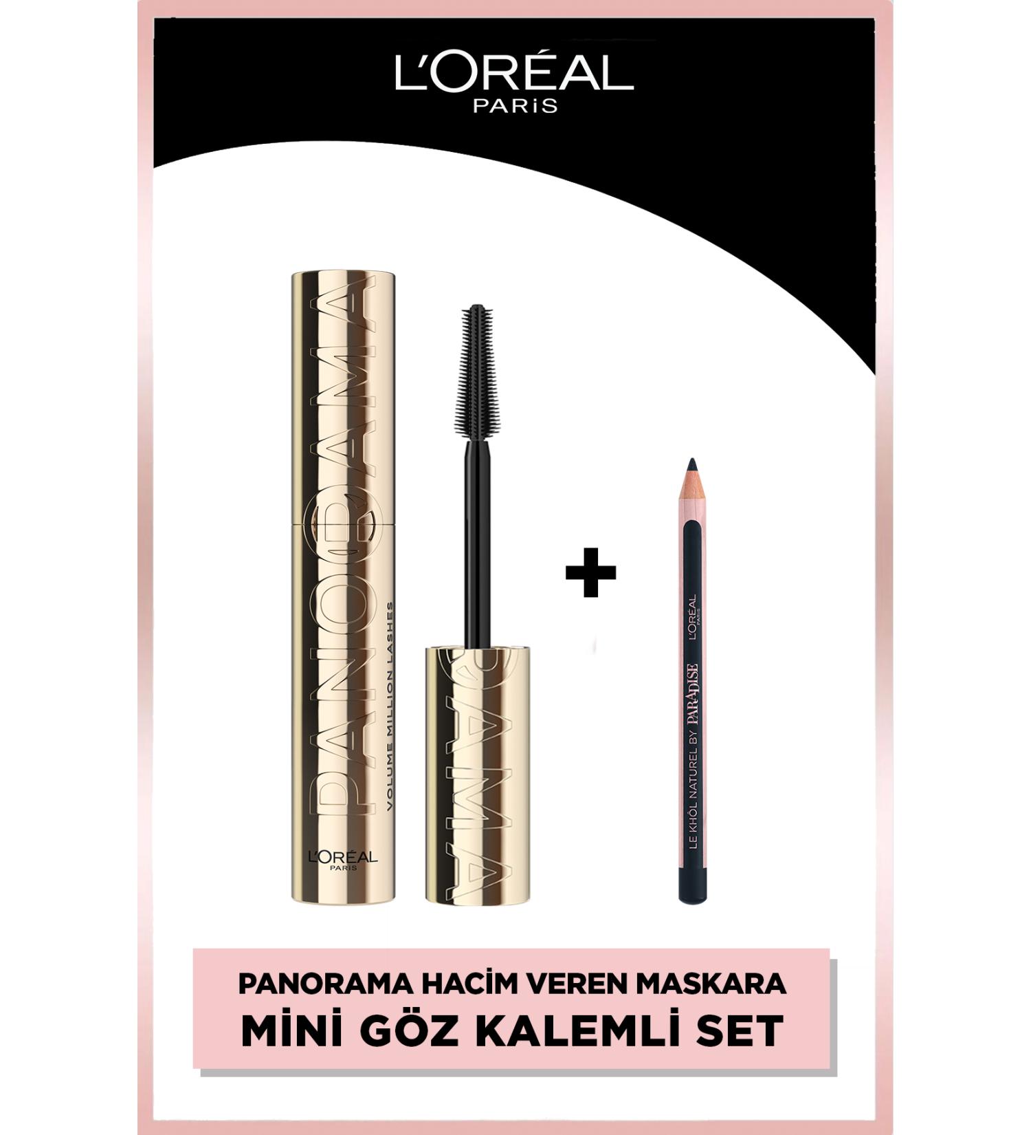 L'Oreal Paris Panorama Volumizing Mascara Black & Paradise Le Khol Mini Eyeliner Makeup Set - Buy Online on GoSupps.com