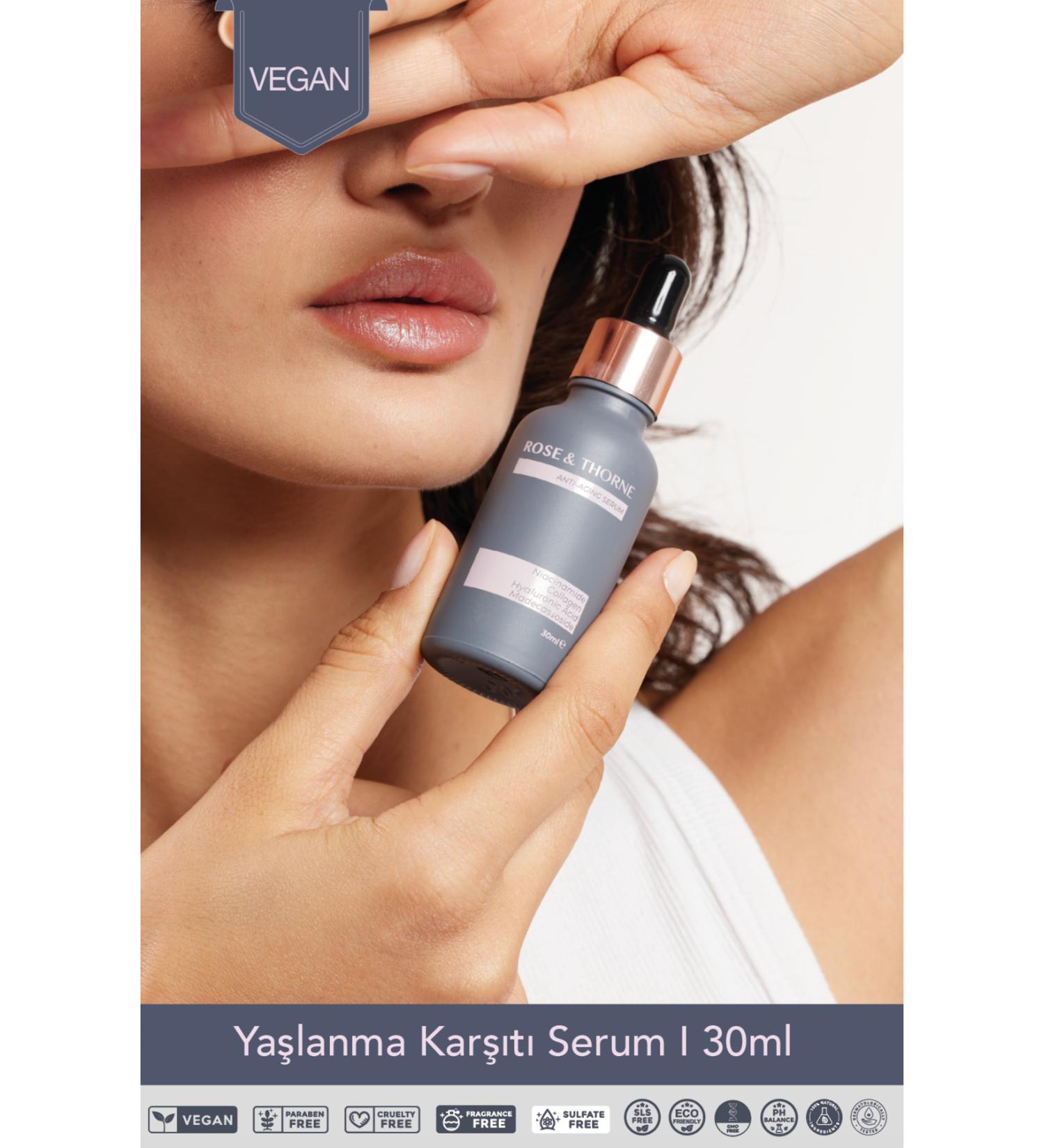 ROSE & THORNE Anti-Aging Serum 30 ml - Youth Elixir with Collagen Hyaluronic Acid and 100% Natural Rose Water - Buy Online on GoSupps.com