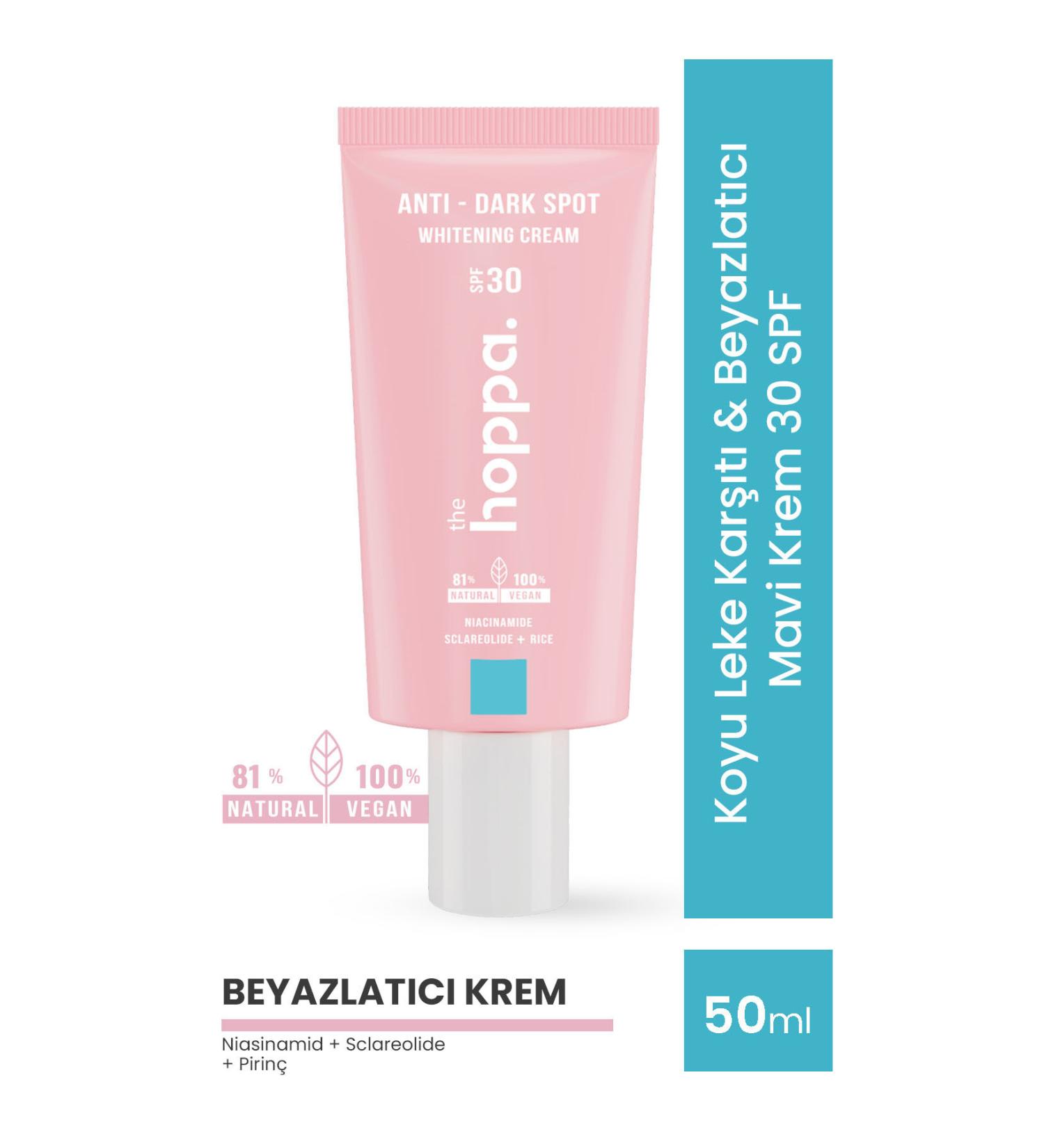the hoppa. Anti-Dark Spot & Whitening Blue Cream 30 SPF Niacinamide + Sclareolide + Rice 50 ML - Buy Online on GoSupps.com
