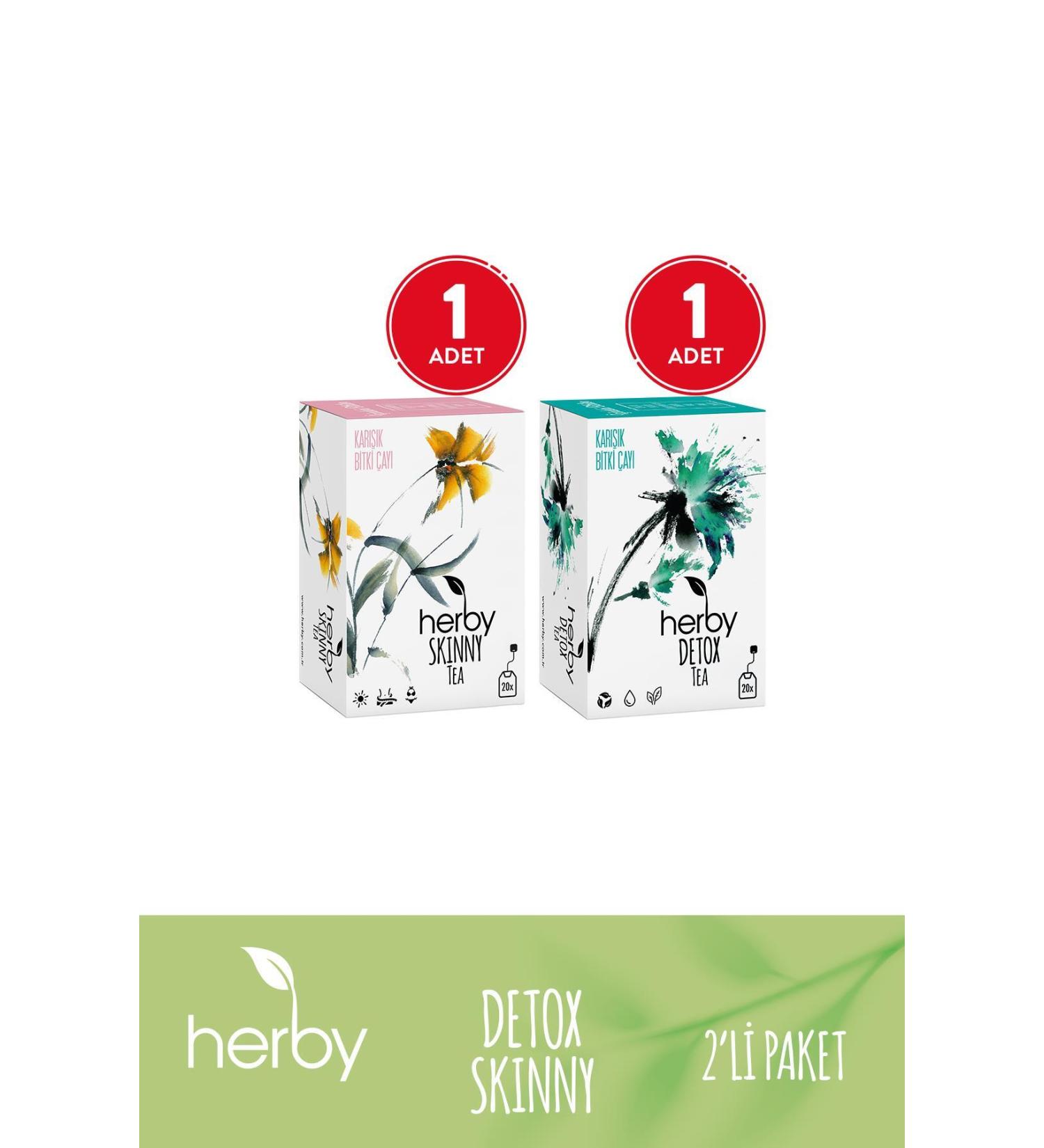 Herby Herbal Tea 2-Pack Detox Pack (DETOX TEA SKINNY TEA) - Buy Online on GoSupps.com