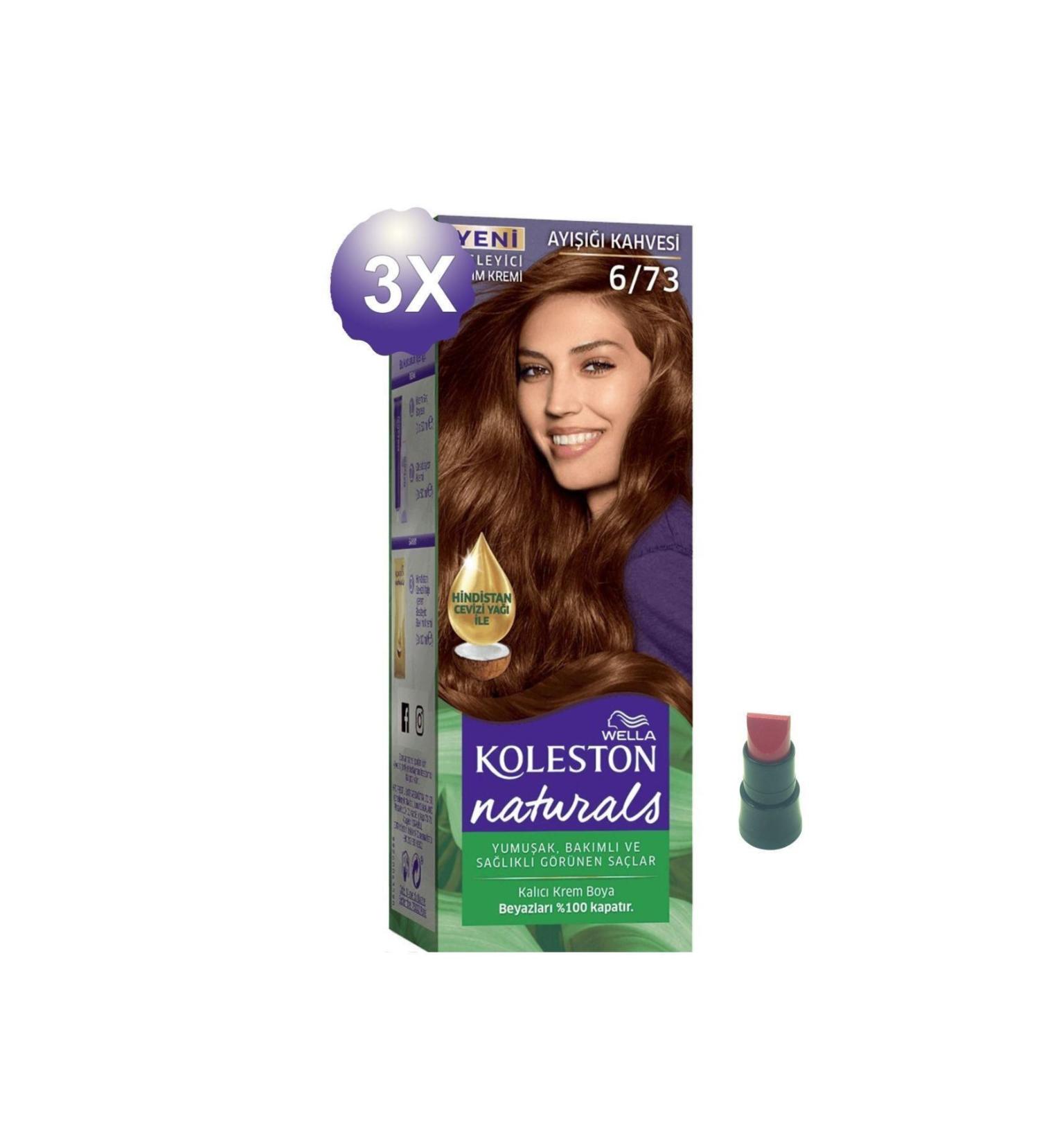 Wella Koleston Hair Dye Naturals 6/73 Moonlight Brown X 3 Pieces