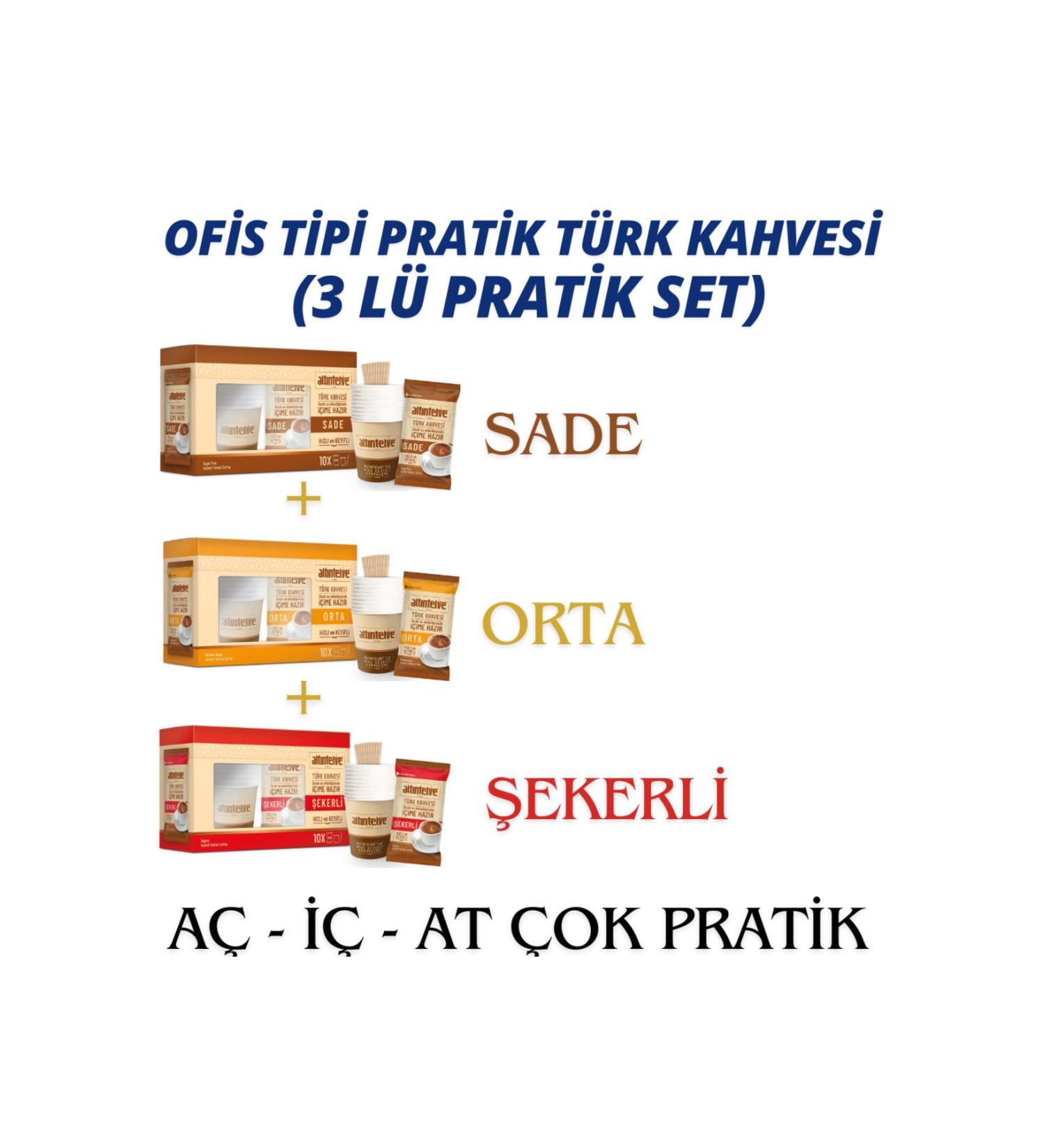 Alt ntelve Instant Turkish Coffee Practical Office Trial Set PLAIN-MEDIUM-SUGAR 3X10 Pack Open-drink-throw - Buy Online on GoSupps.com