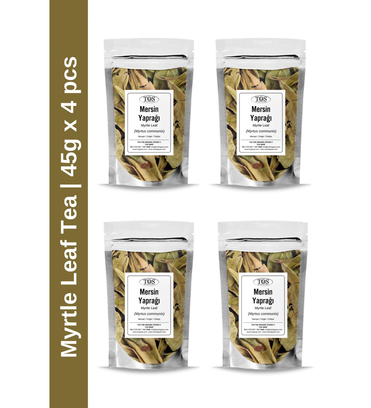 TOS The Organic Spices Myrtle Leaf Tea 45 gr x 4 Pieces | Myrtle Leaf Tea | Myrtus communis | Advantageous Set