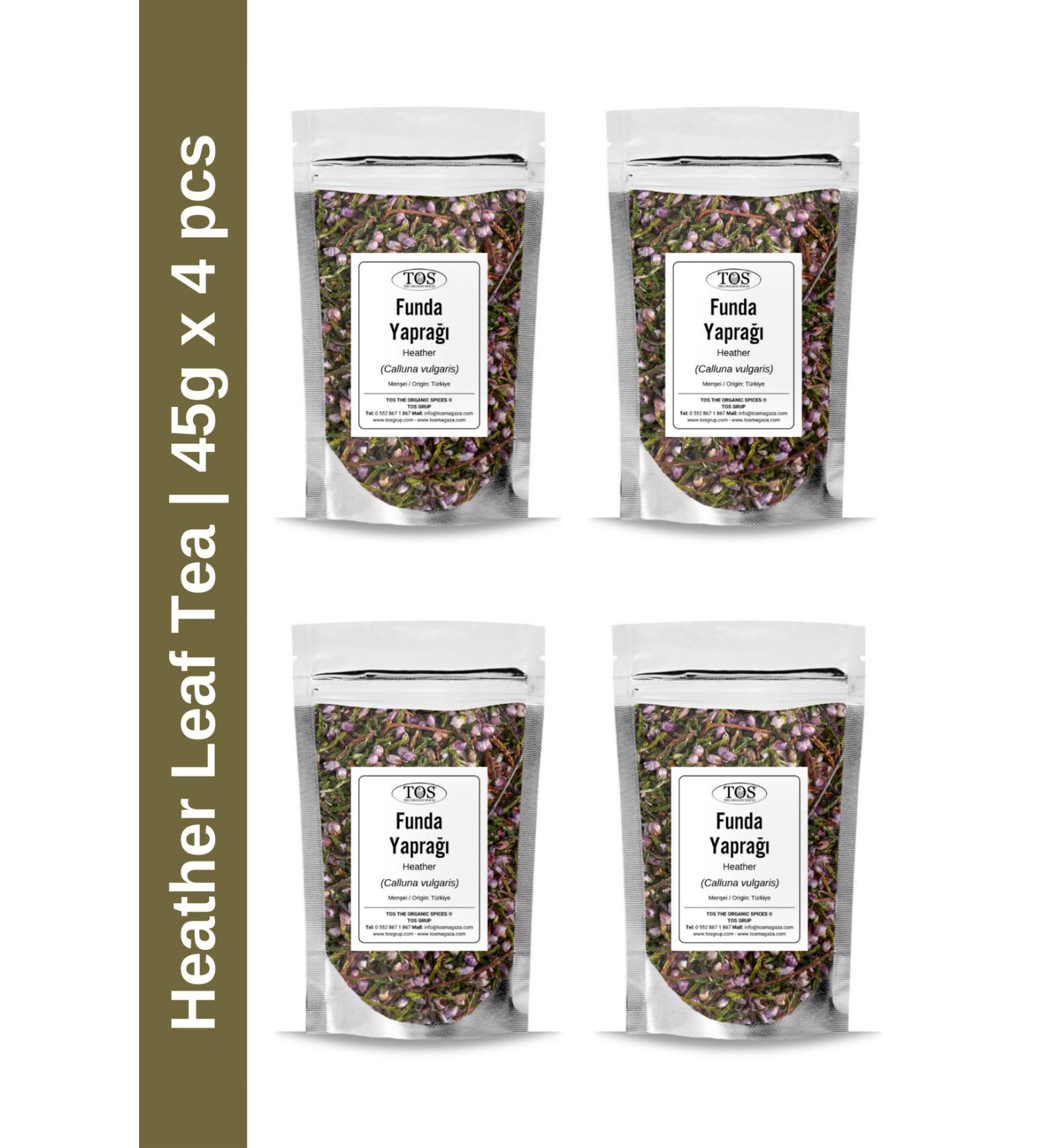 TOS The Organic Spices Heather Leaf Tea 45 gr x 4 Pieces | Heather Leaf Tea | Calluna vulgaris | Advantageous Set
