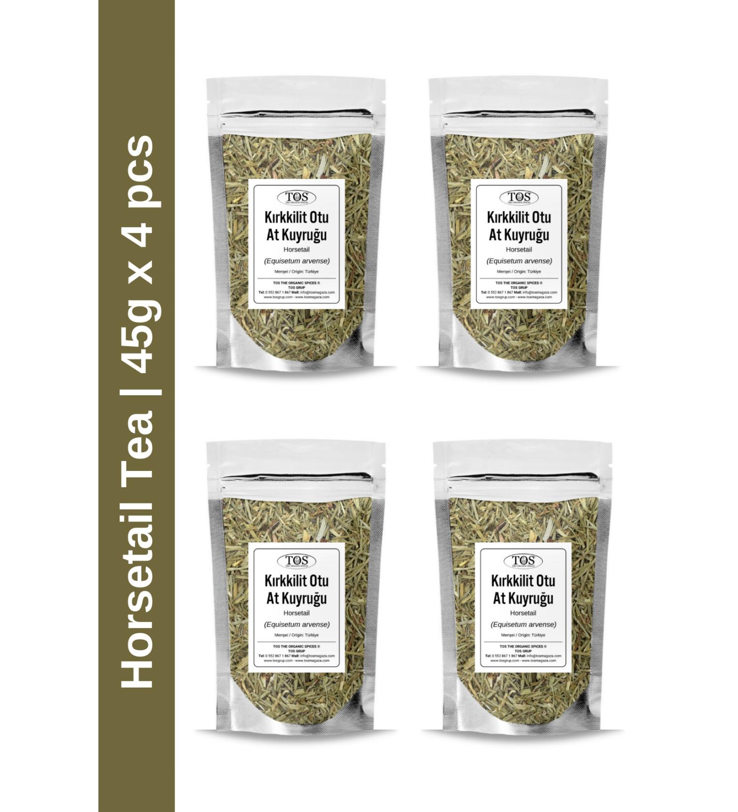 TOS The Organic Spices Horsetail Tea 45 gr x 4 Pieces | Horsetail Tea | Equisetum arvense | Advantageous Set