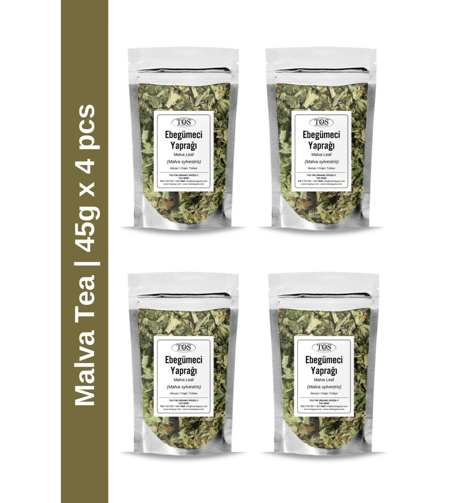 TOS The Organic Spices Hibiscus Tea 45 gr x 4 Pieces | Malva Tea | Malva sylvestris | Advantageous Set