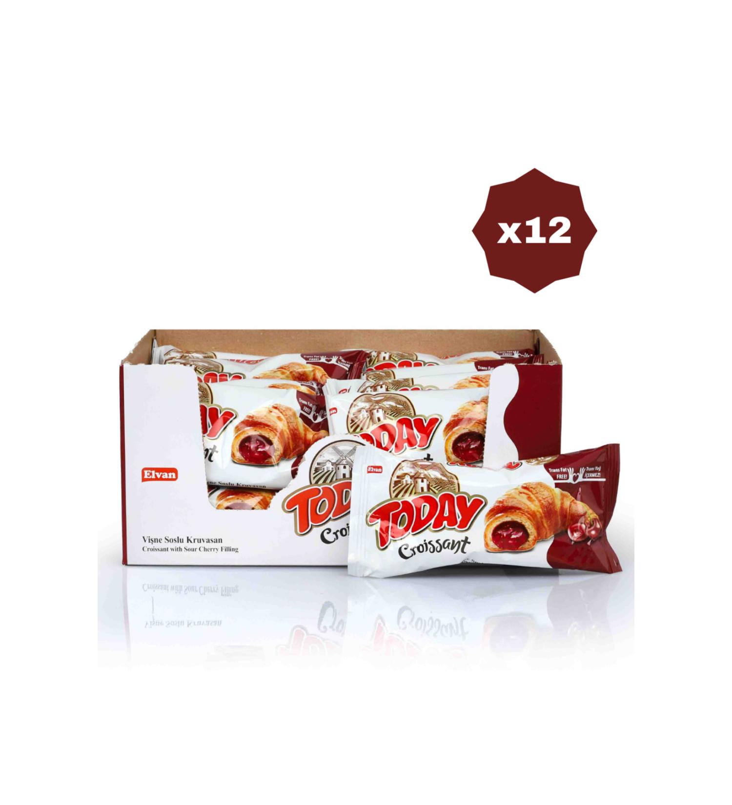 Elvan TODAY CROISSANT WITH VANILLA AND SOUR CHERRY PACKAGE 40 GR - (12 PACKS)