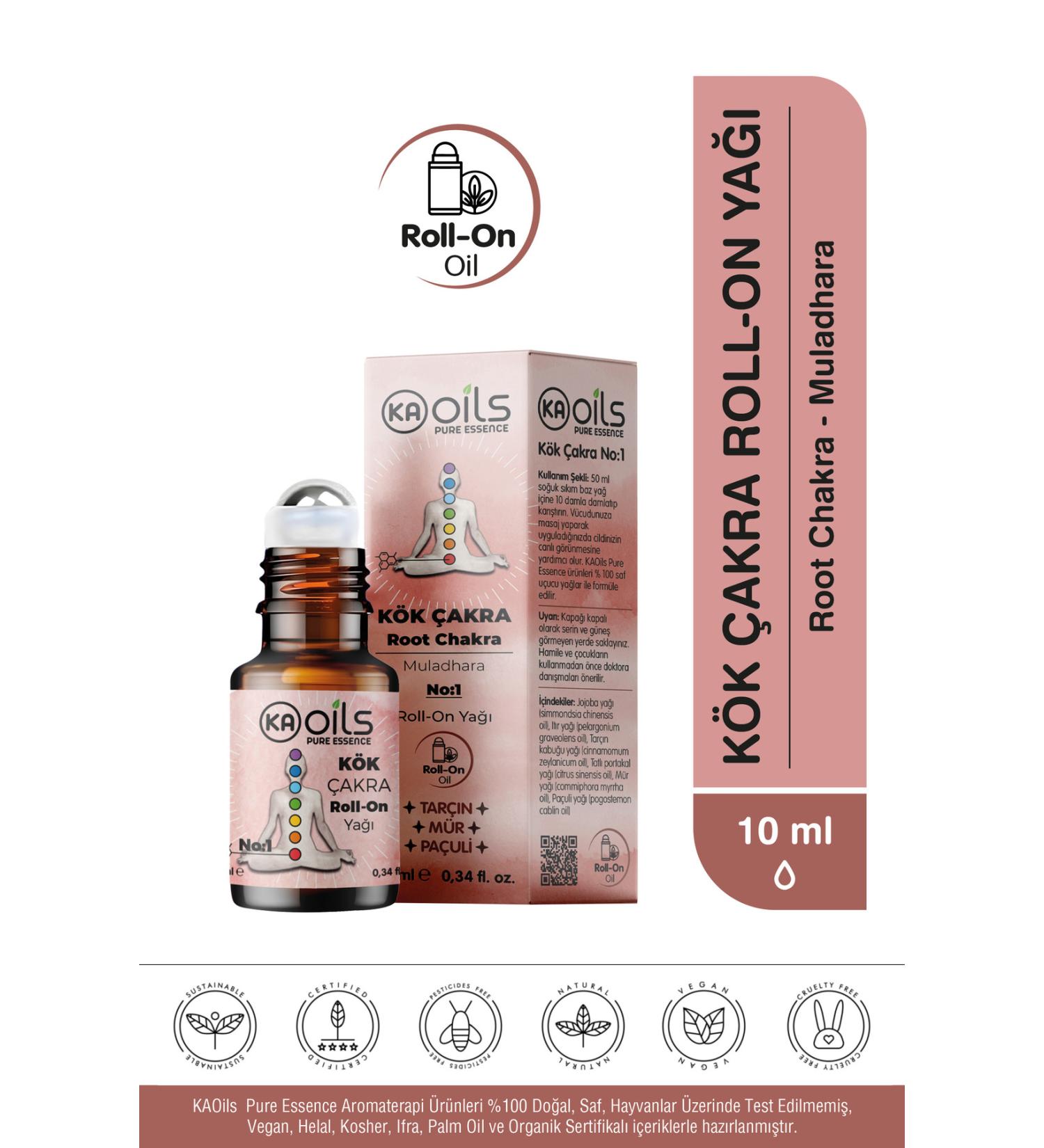KAOils Pure Essence Root Chakra Roll-on Oil 10 ml - 0 Natural Balancing Aromatherapy Oil | Strength and Confidence - Buy Online on GoSupps.com