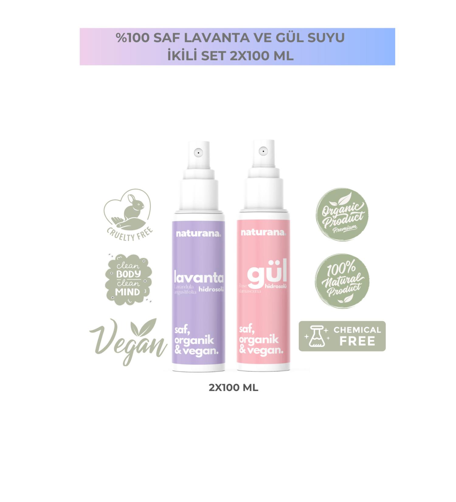 Naturana 0 Natural Organic Lavender Water & Organic Rose Water Tonic/hydrosol 2x100 ml