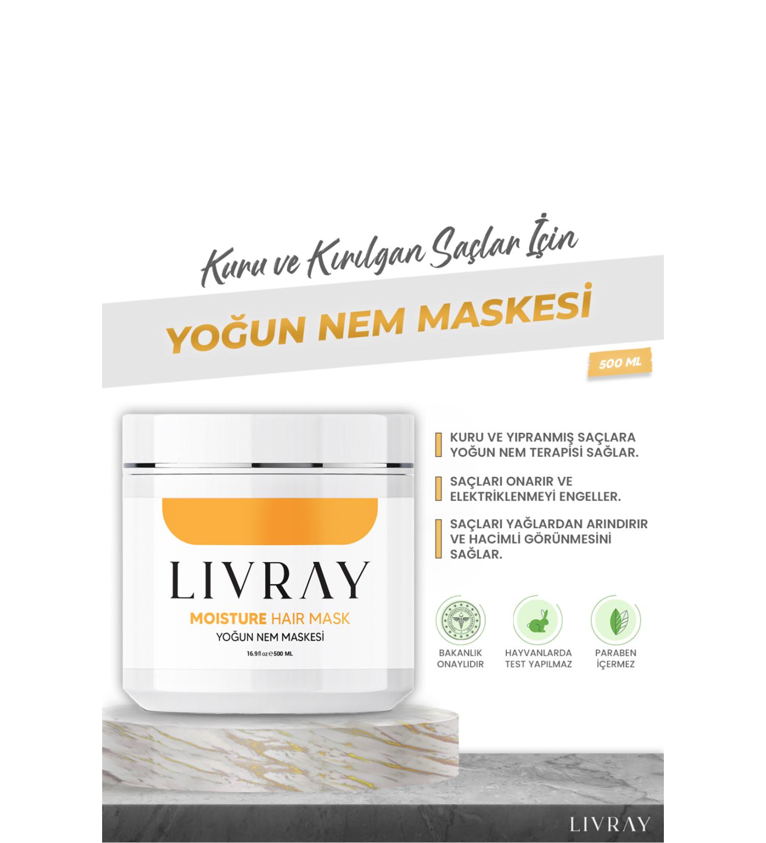 Livray Nourishing and Moisturizing Hair Care Mask - For Dry and Brittle Hair (500 ML) - Buy Online on GoSupps.com