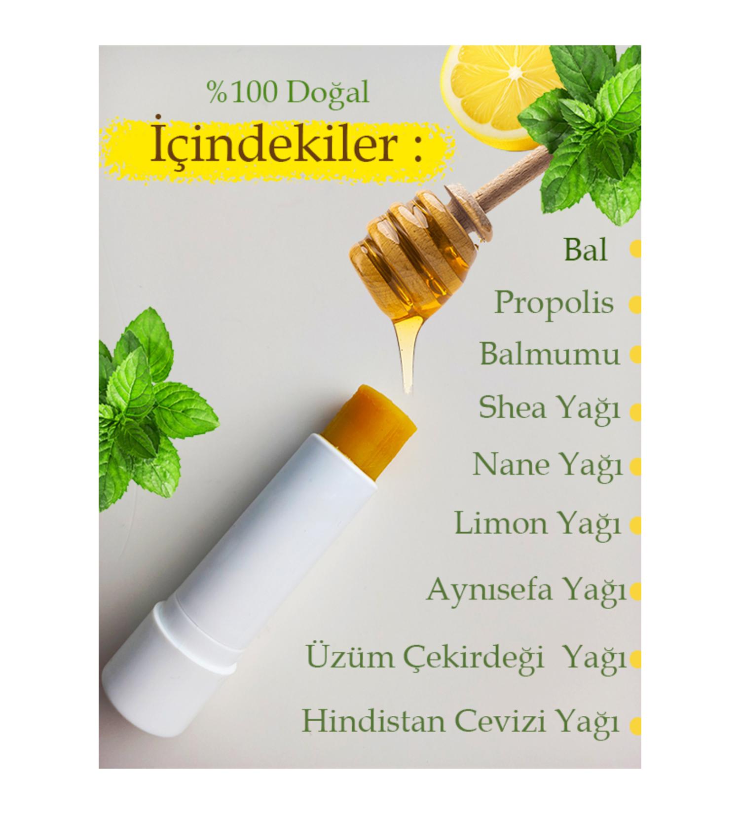 Peteko lu Lip Cream Natural Lip Balm Lip Protector Lip Repair Propolis Mint Lemon Oil Cream.