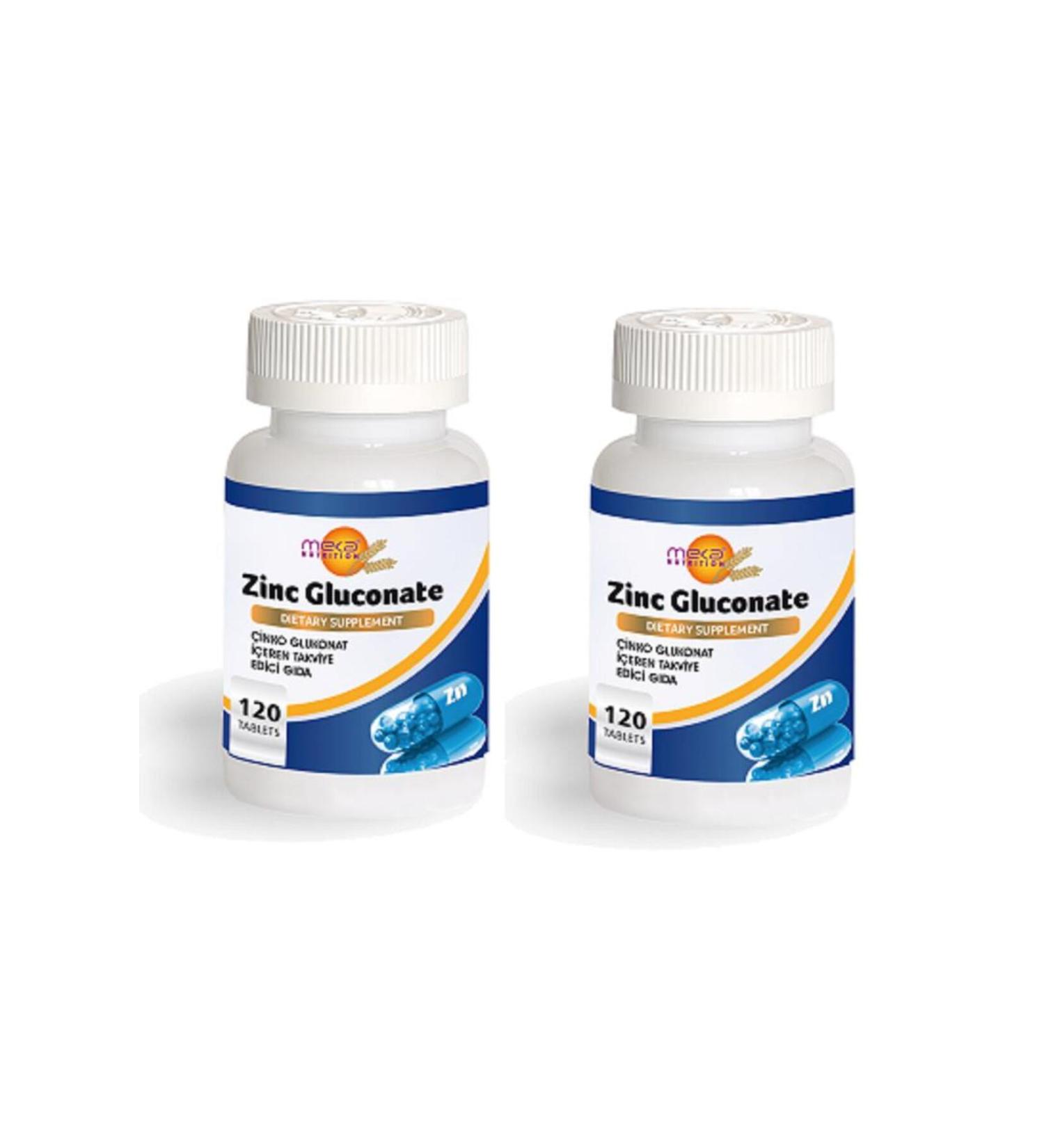 Meka Nutrition Zinc Gluconate 120 Tablets - Zinc Gluconate 2 Boxes