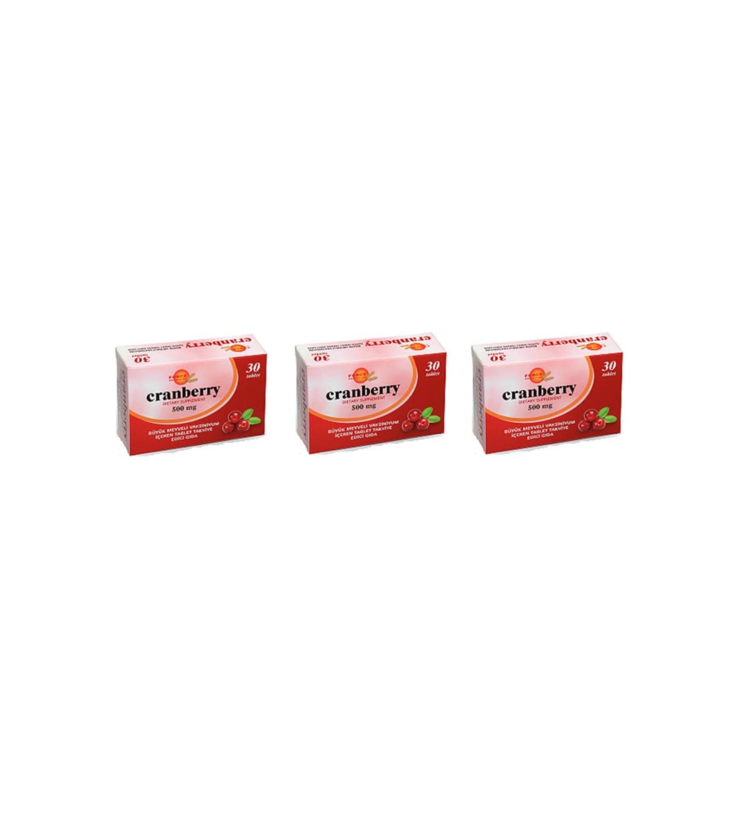 Force Nutrition Cranberry 500 Mg 30 Tablets | 3 Boxes