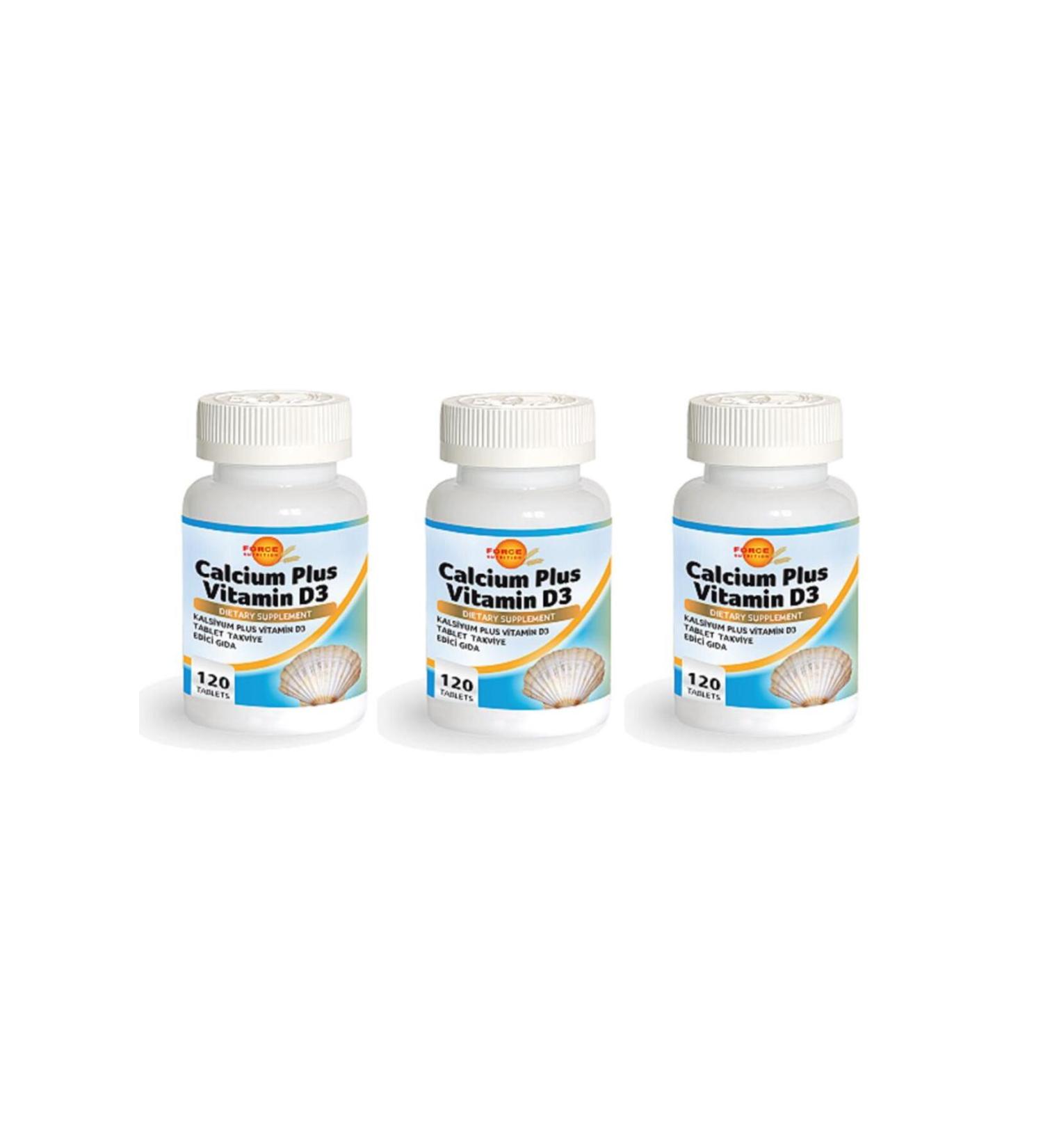 Force Nutrition Calcium Plus Vitamin D3 120 Tablets | 3 Boxes