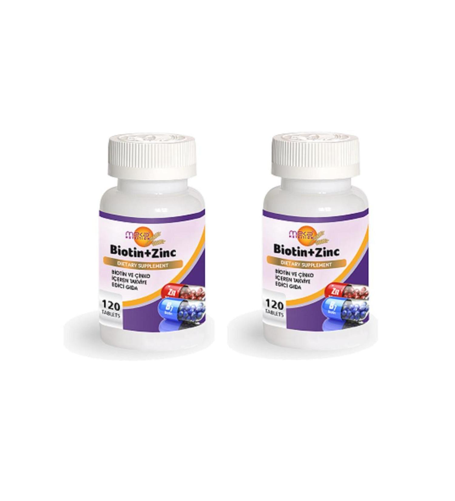 Meka Nutrition Biotin Zinc 120 Tablets 2 Boxes