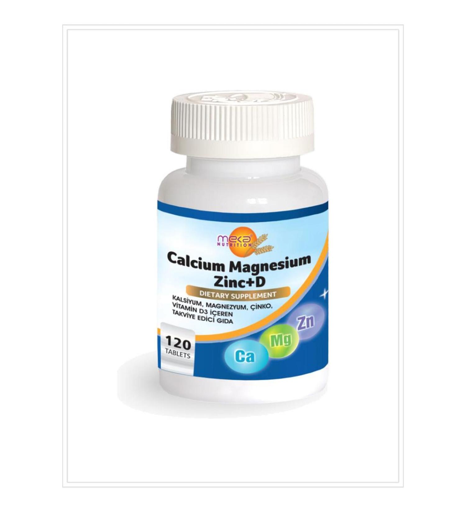 Meka Nutrition Calcium Magnesium Zinc Vitamin D 120 Tablets