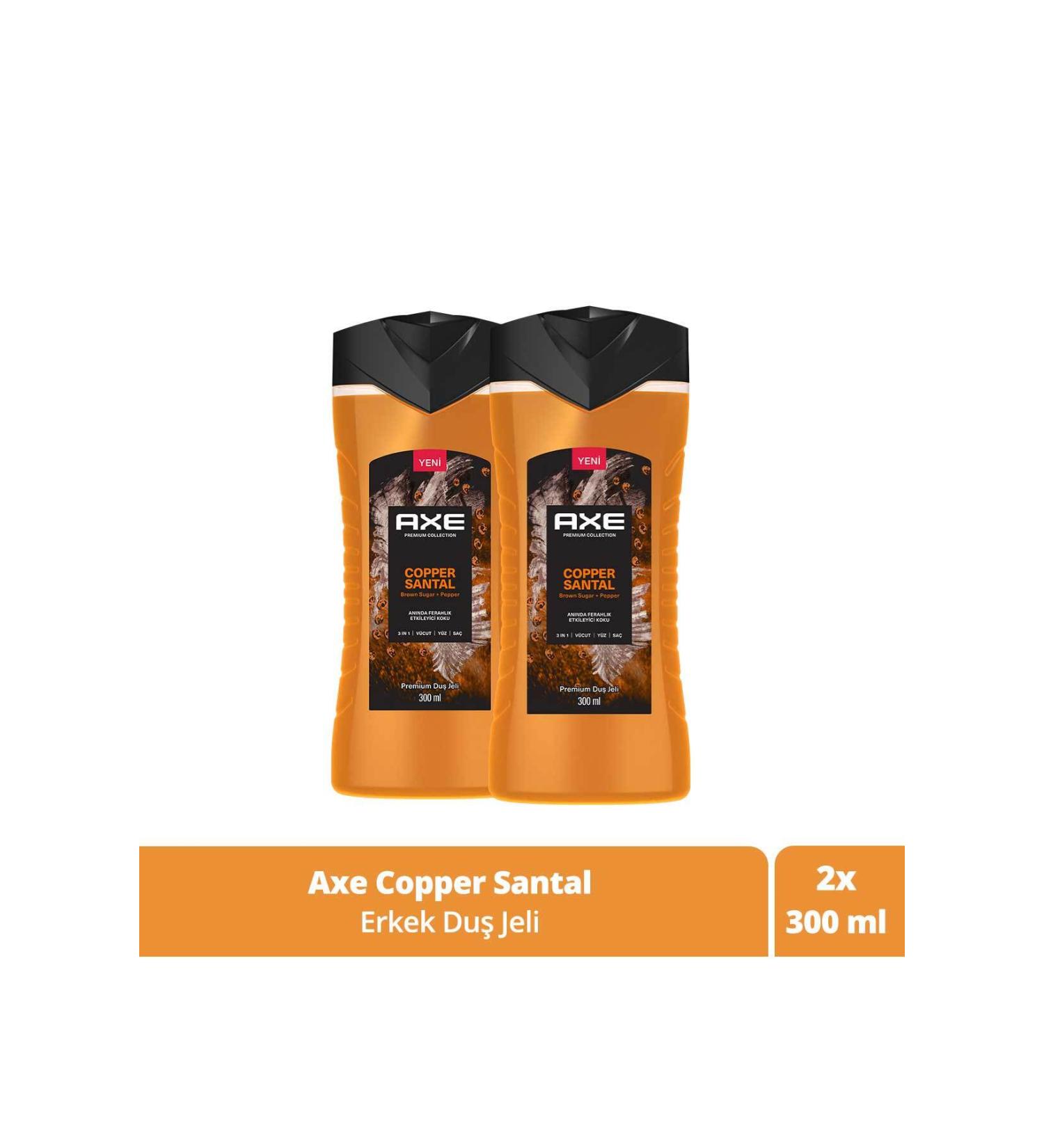 Axe Premium Collection Shower Gel Copper Santal 3 In 1 Body Hair Face 300 ml X2 - Buy Online on GoSupps.com