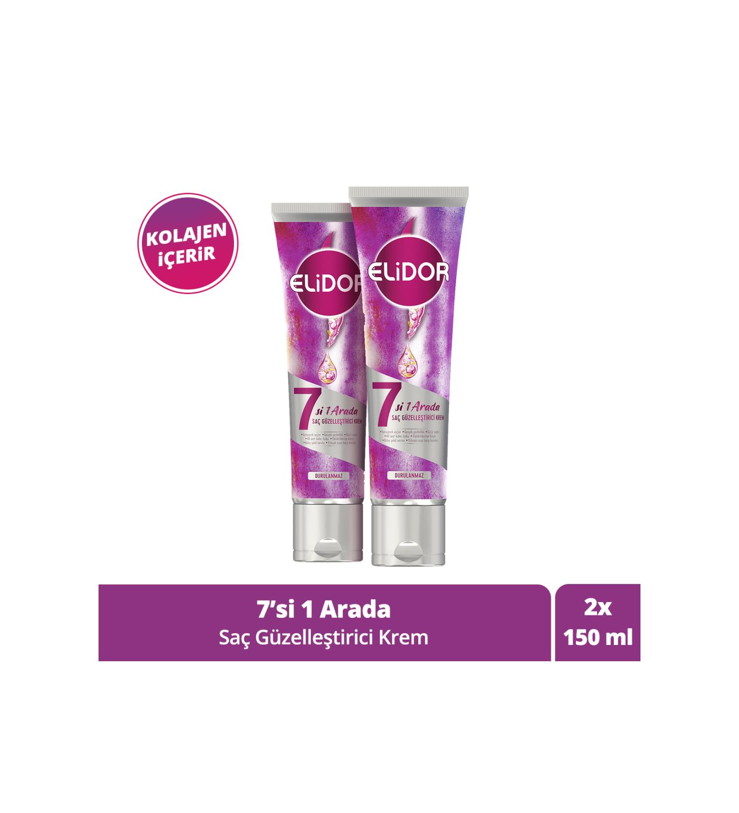 Elidor 7 in 1 Hair Beautifying Care Cream Contains Collagen 150 ml X2 - Buy Online on GoSupps.com