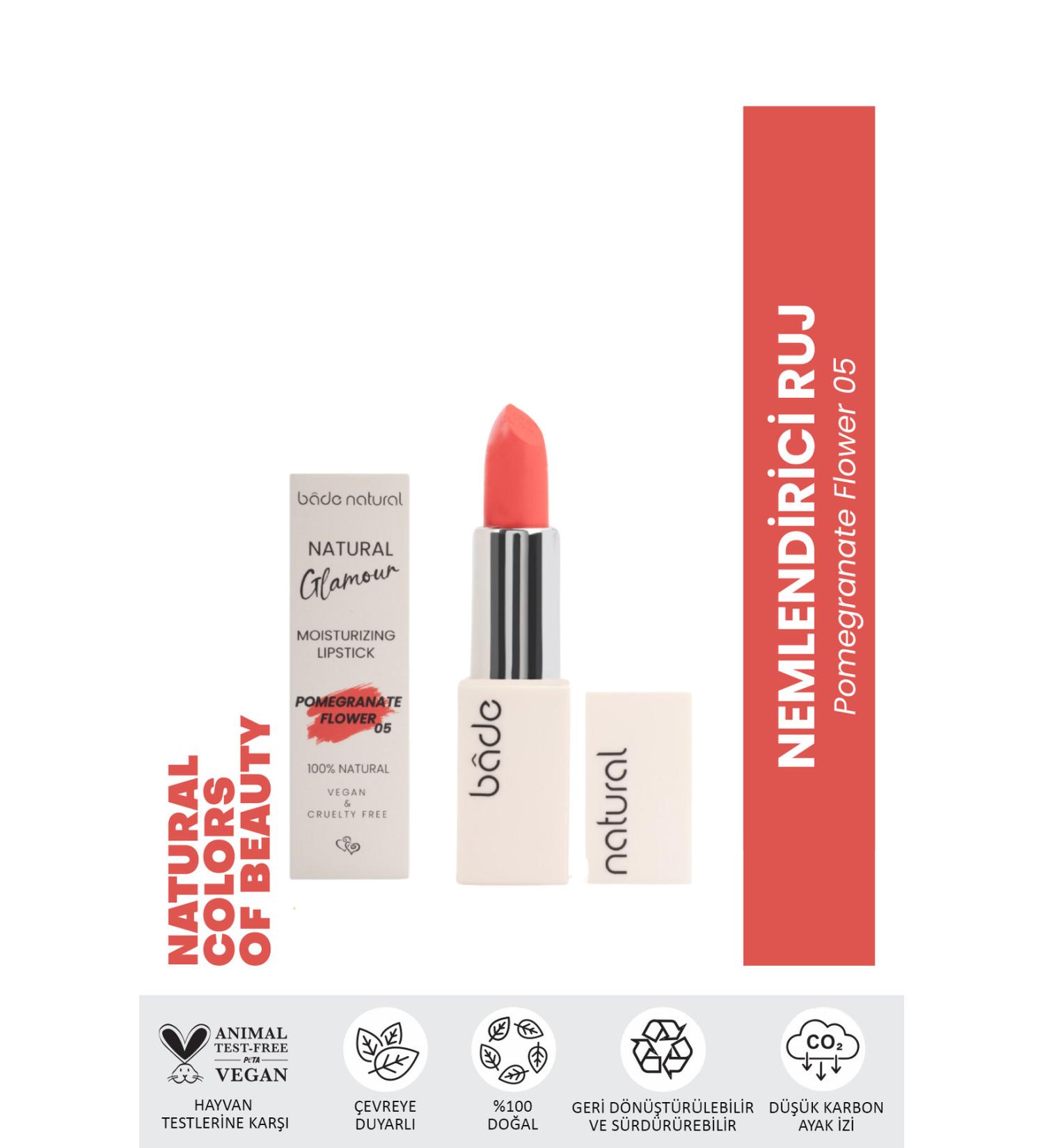 Bade Natural Moisturizing Lipstick Pomegranate Flower 05 0 Natural