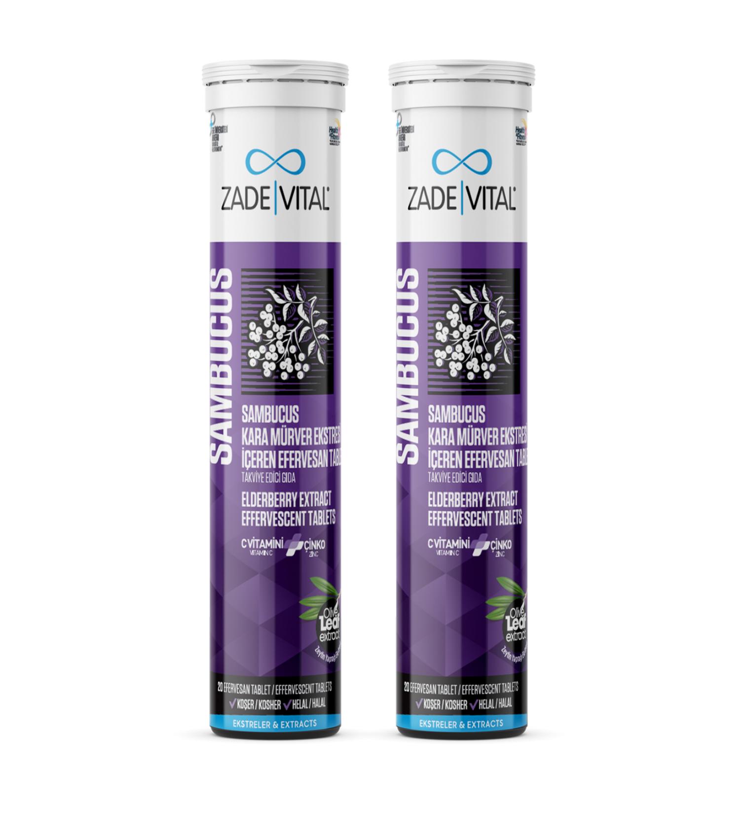 Zade Vital SAMBUCUS N GRA Black Elderberry Extract Vitamin C and Zinc (2 BOXES)