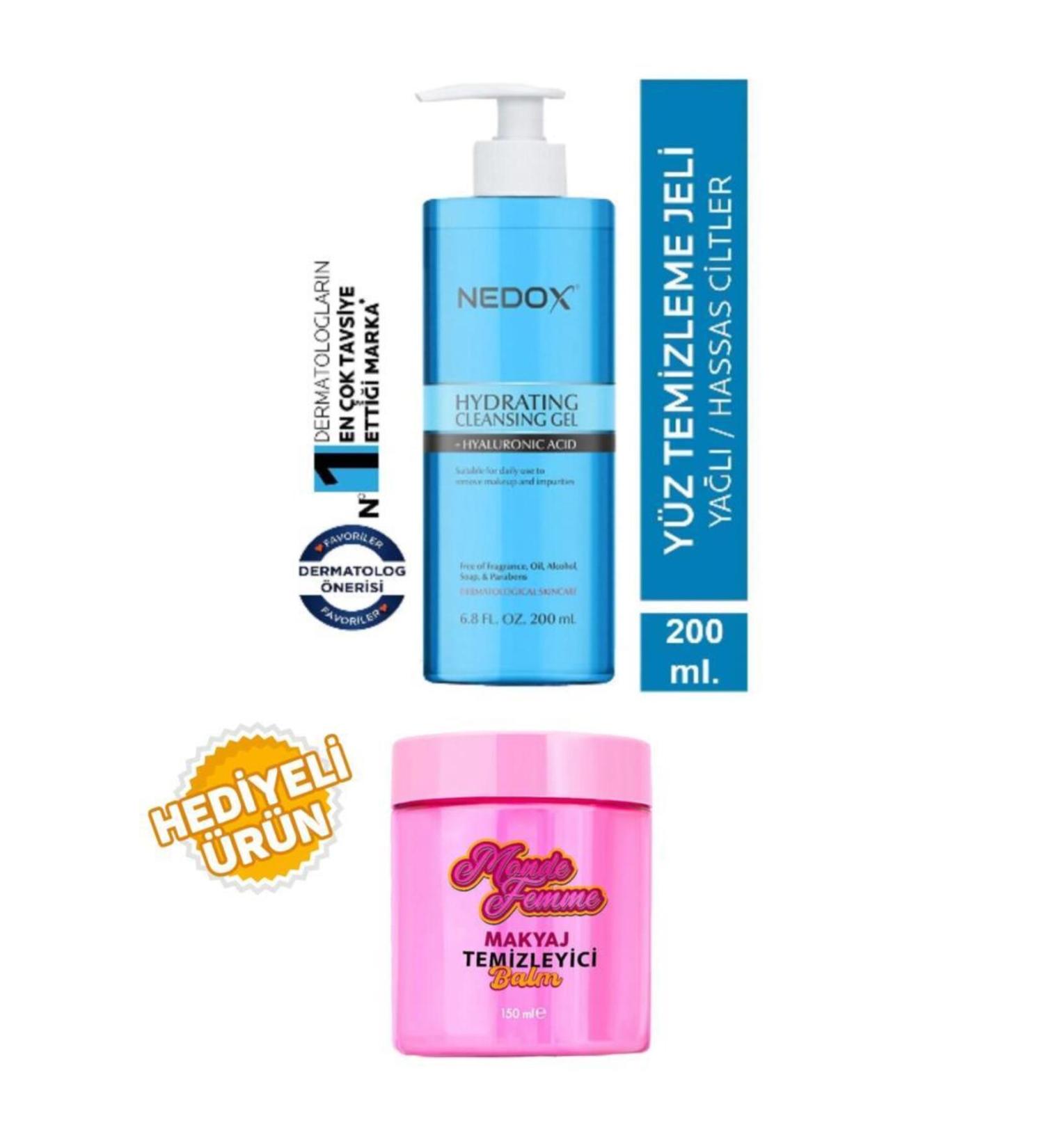 NEDOX Facial Cleansing Gel for Oily and Acne-Prone Skin 200 ml + Monde Femme Make-up Remover