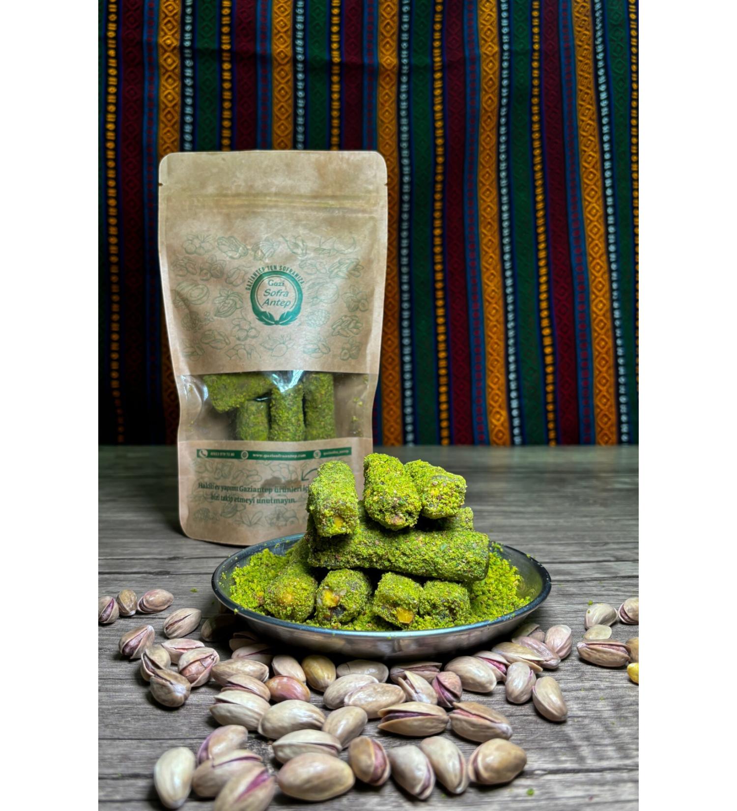 gazisofraantep Pistachio Powder Wick Turkish Delight 250 Gr