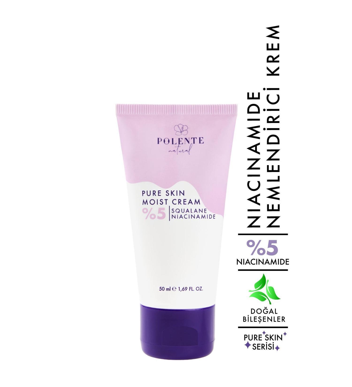 Polente Natural Pure Skin Mo st Cream - Moisturizing Cream Containing 5% Niacinamide (50 ML) - Buy Online on GoSupps.com