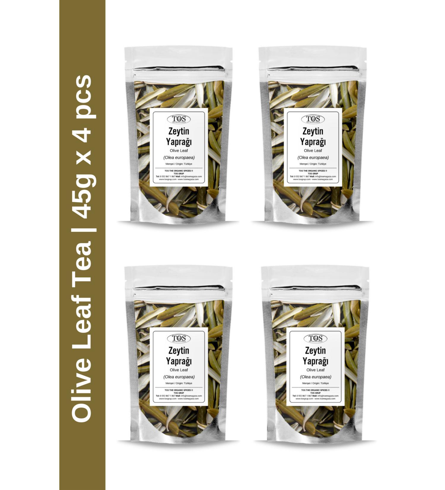 TOS The Organic Spices Olive Leaf Tea 45 gr x 4 Pieces | Olive Leaf Tea | Olea europaea | Advantageous Set