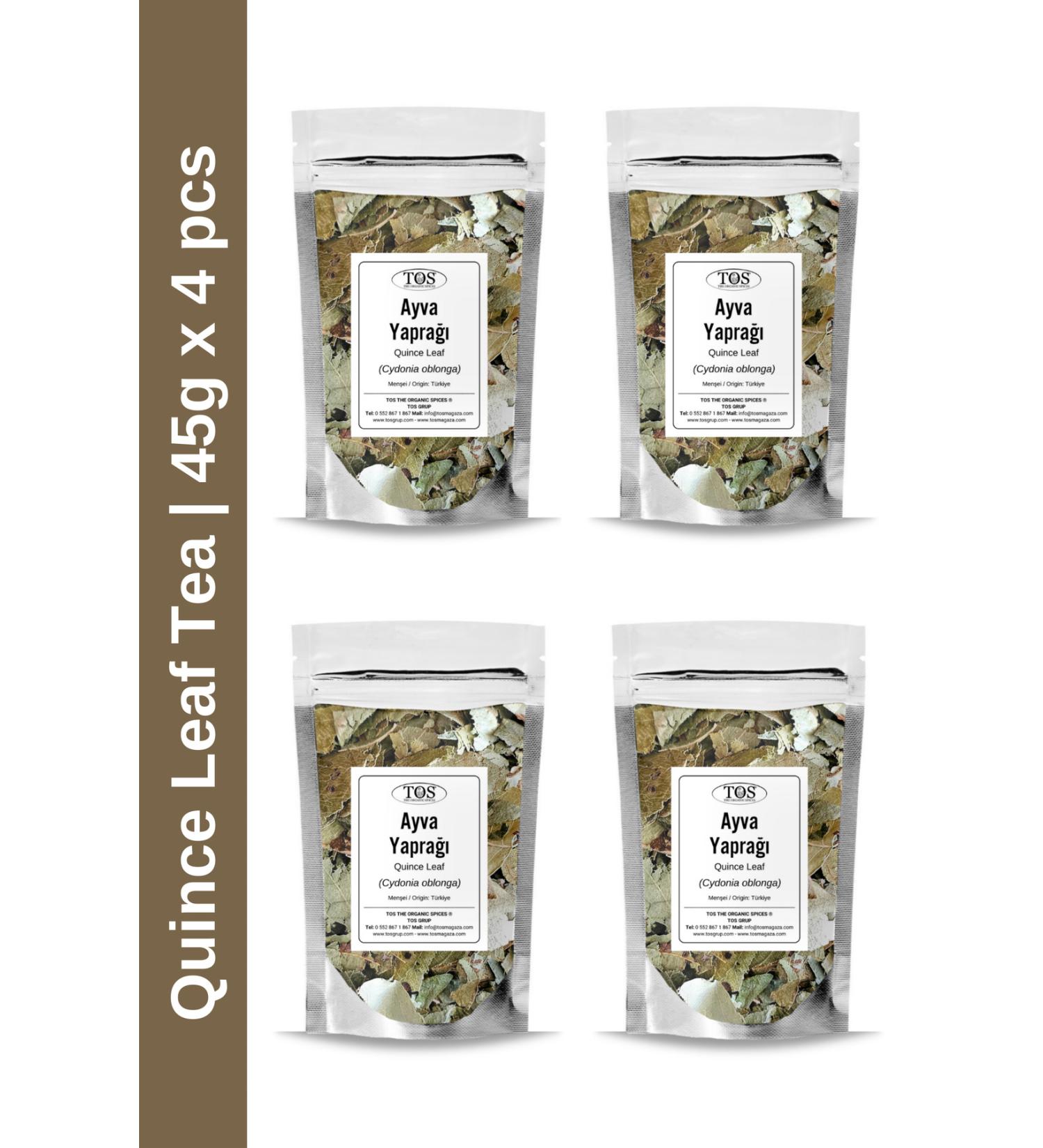 TOS The Organic Spices Quince Leaf Tea 45 gr x 4 Pieces | Quince Leaf Tea | Cydonia oblonga | Advantageous Set