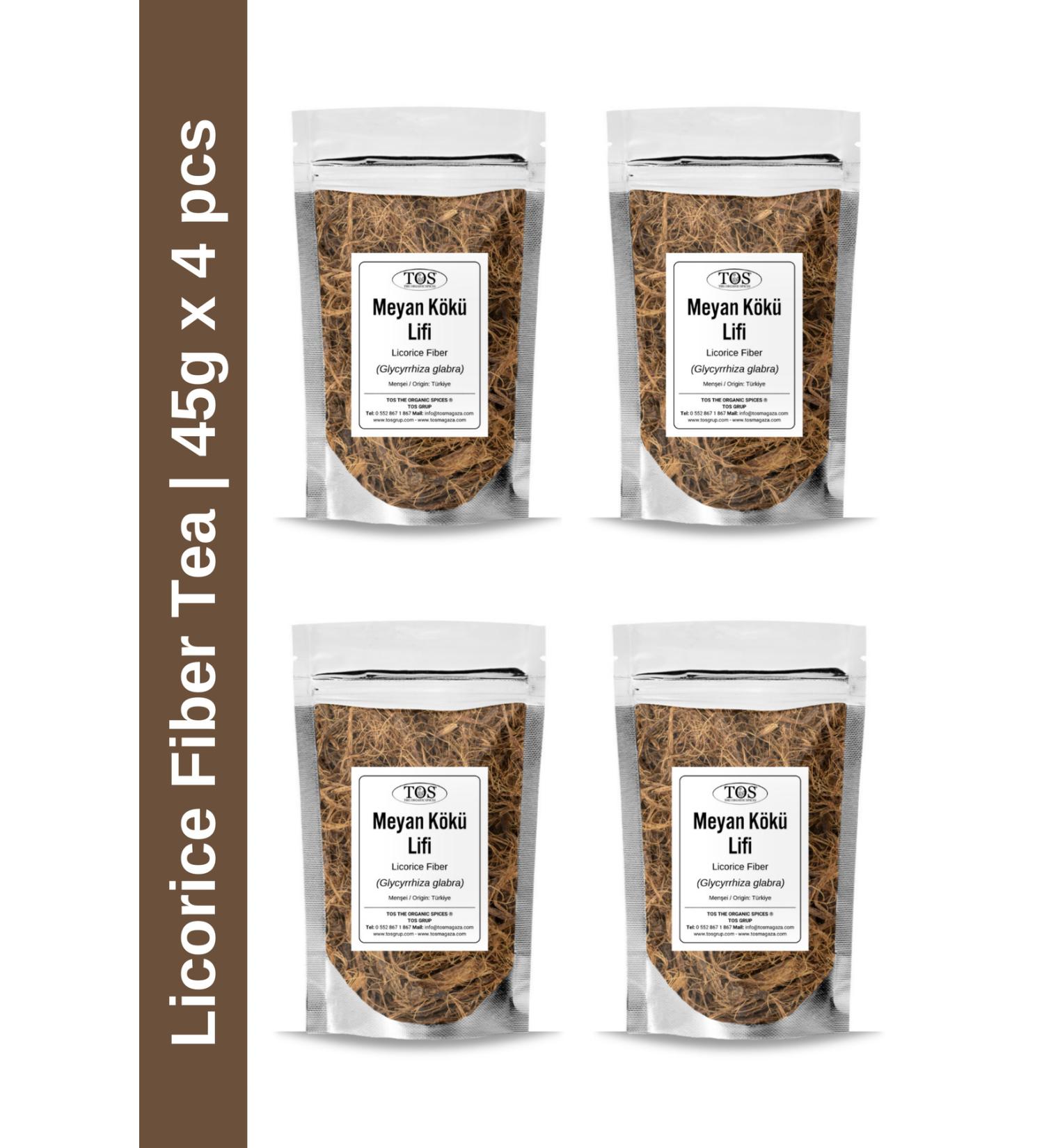 TOS The Organic Spices Licorice Fiber Tea 45 gr x 4 Pieces | Licorice Fiber Tea | Glycyrrhiza glabra | Advantageous Set
