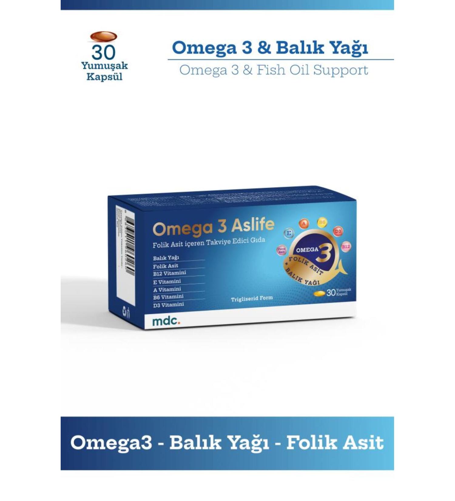 MDC Omega 3 Aslife 30 Capsules - Buy Online on GoSupps.com