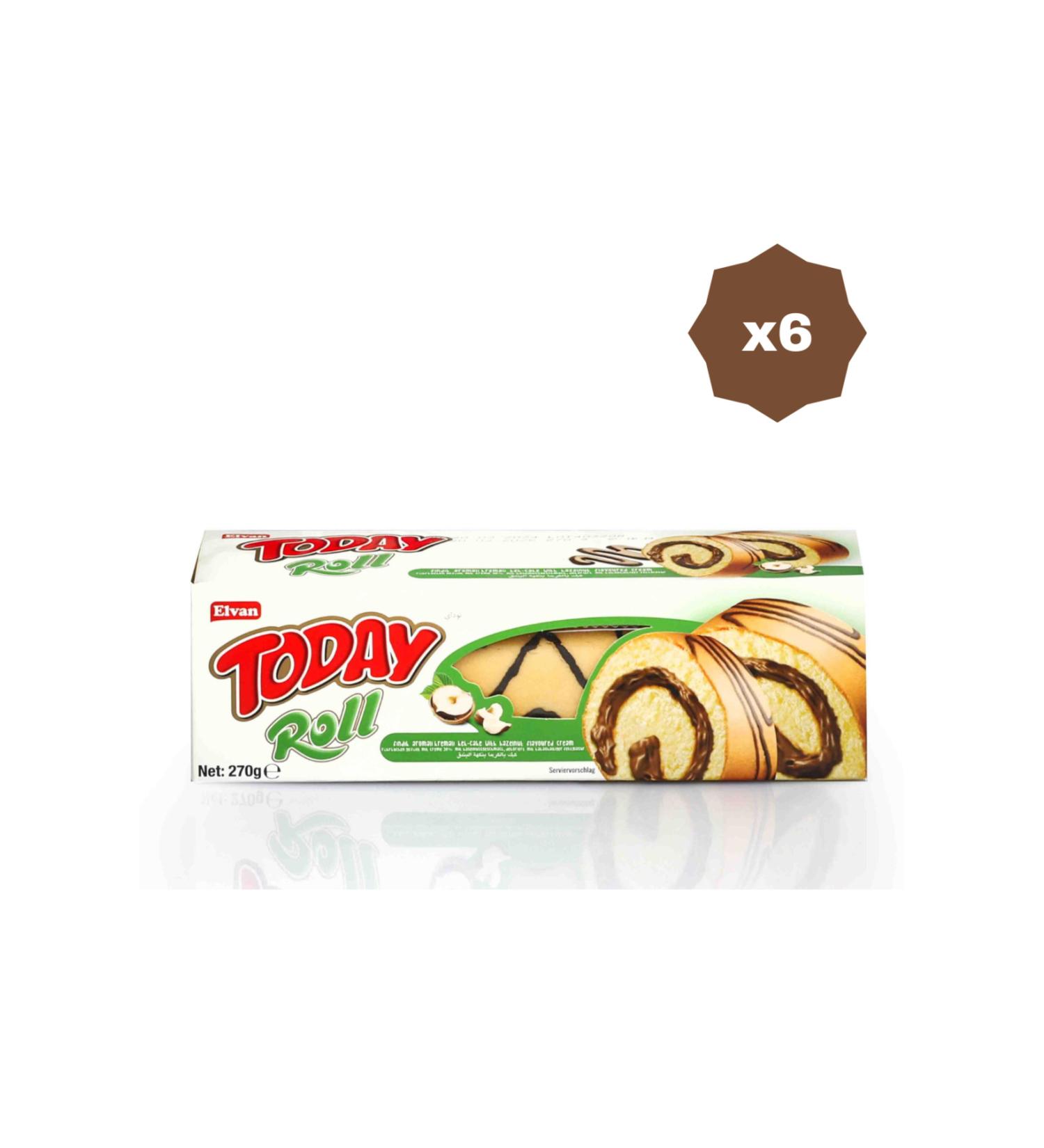 Elvan TODAY ROLL CAKE WITH HAZELNUT 270 GR - (6 PACKS)