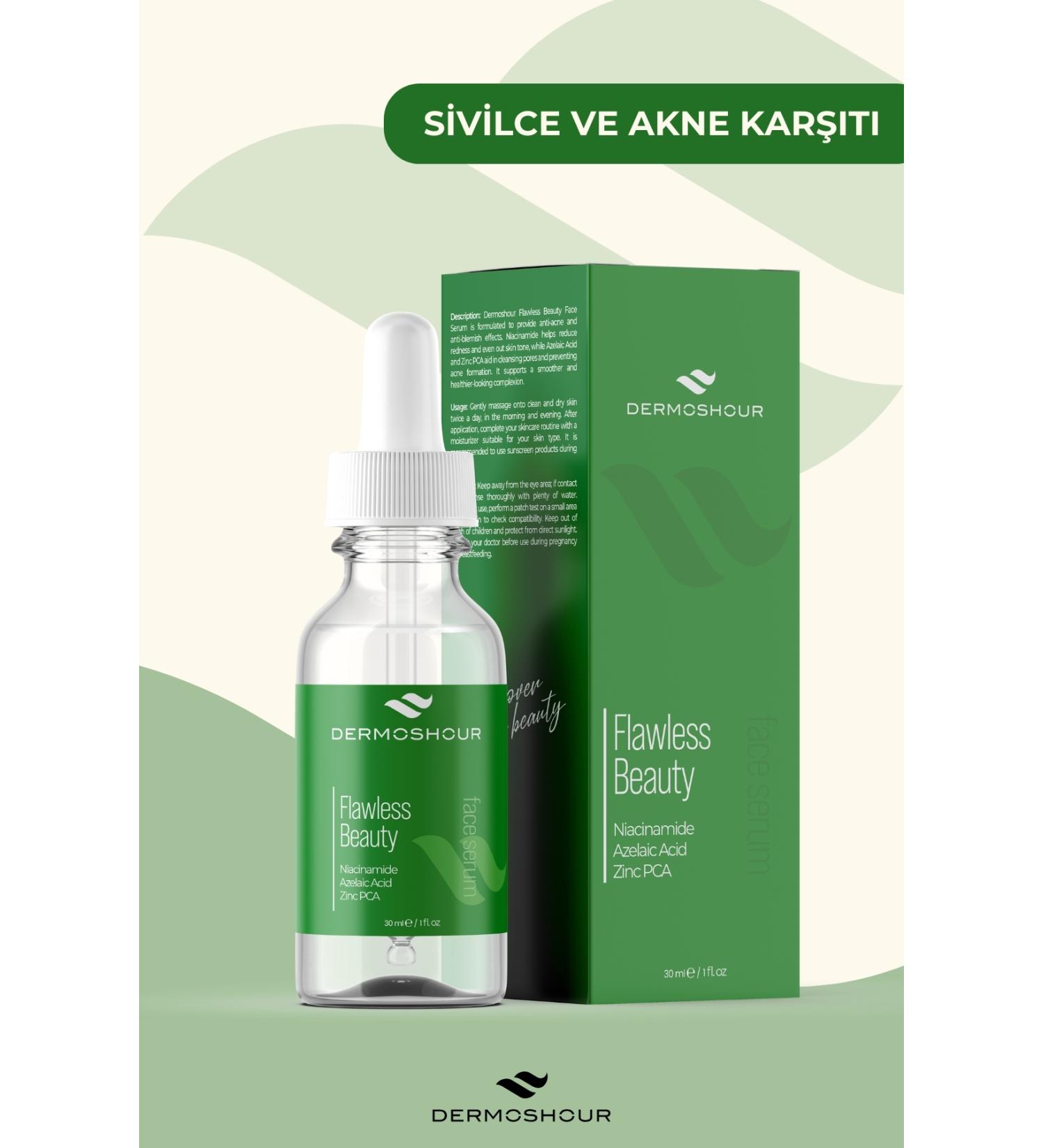 Dermoshour Flawless Beauty Face Serum - Anti-Pimples and Acne (Niacinamide & Azelaic Acid & Zinc PCA) - Buy Online on GoSupps.com