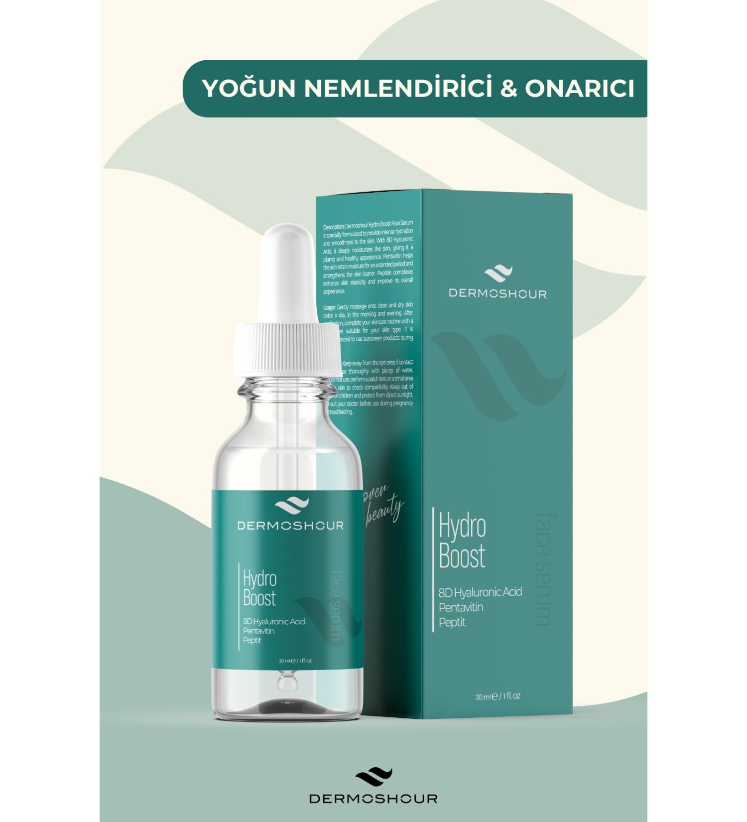 Dermoshour Hydro Boost Face Serum - Intensive Moisturizing & Repairing (8D Hyaluronic Acid & Pentavitin & Peptide) - Buy Online on GoSupps.com