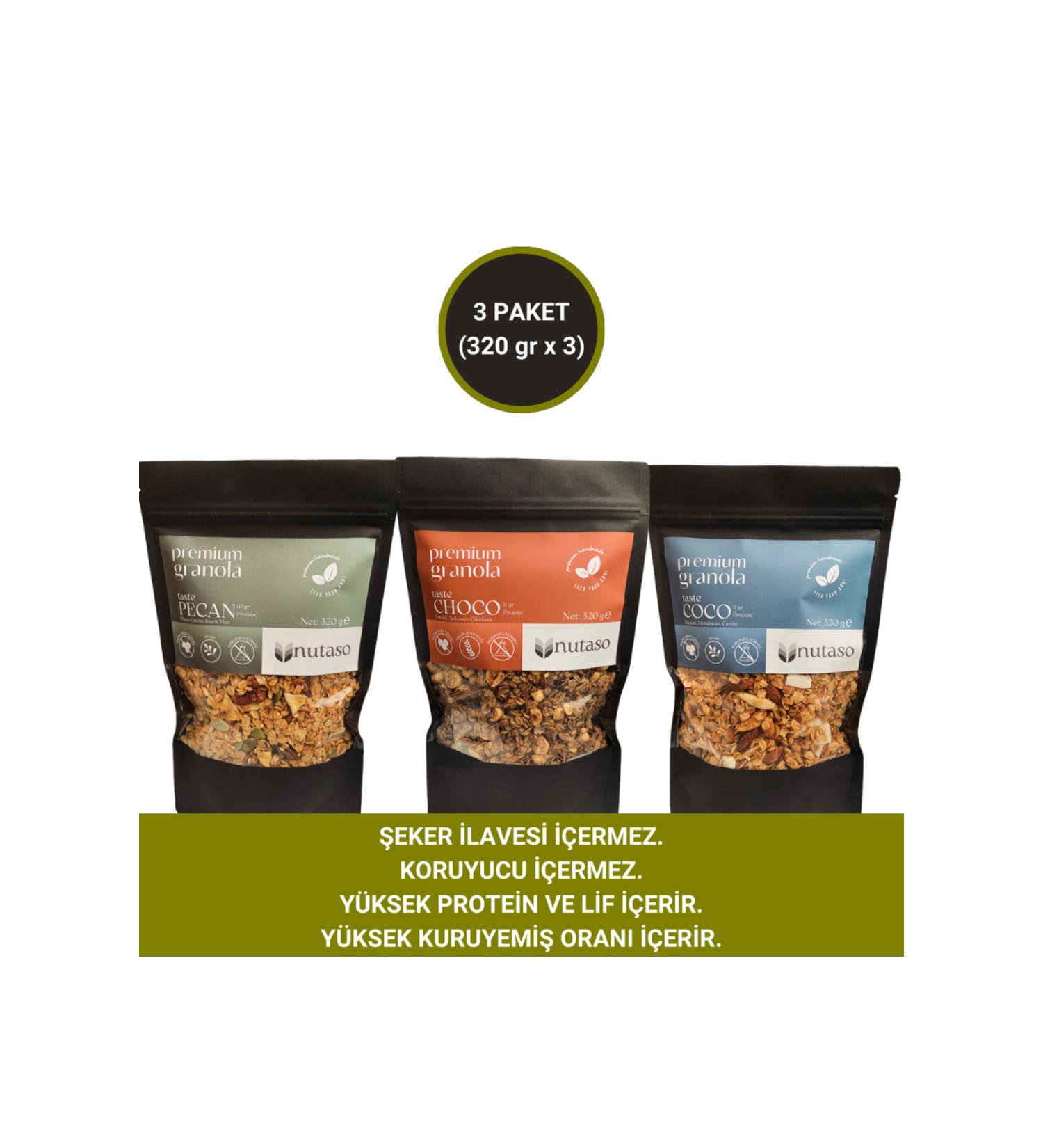 nutaso nutrition taste solutions Pecan Choco Coco Granola (320 gr x 3)