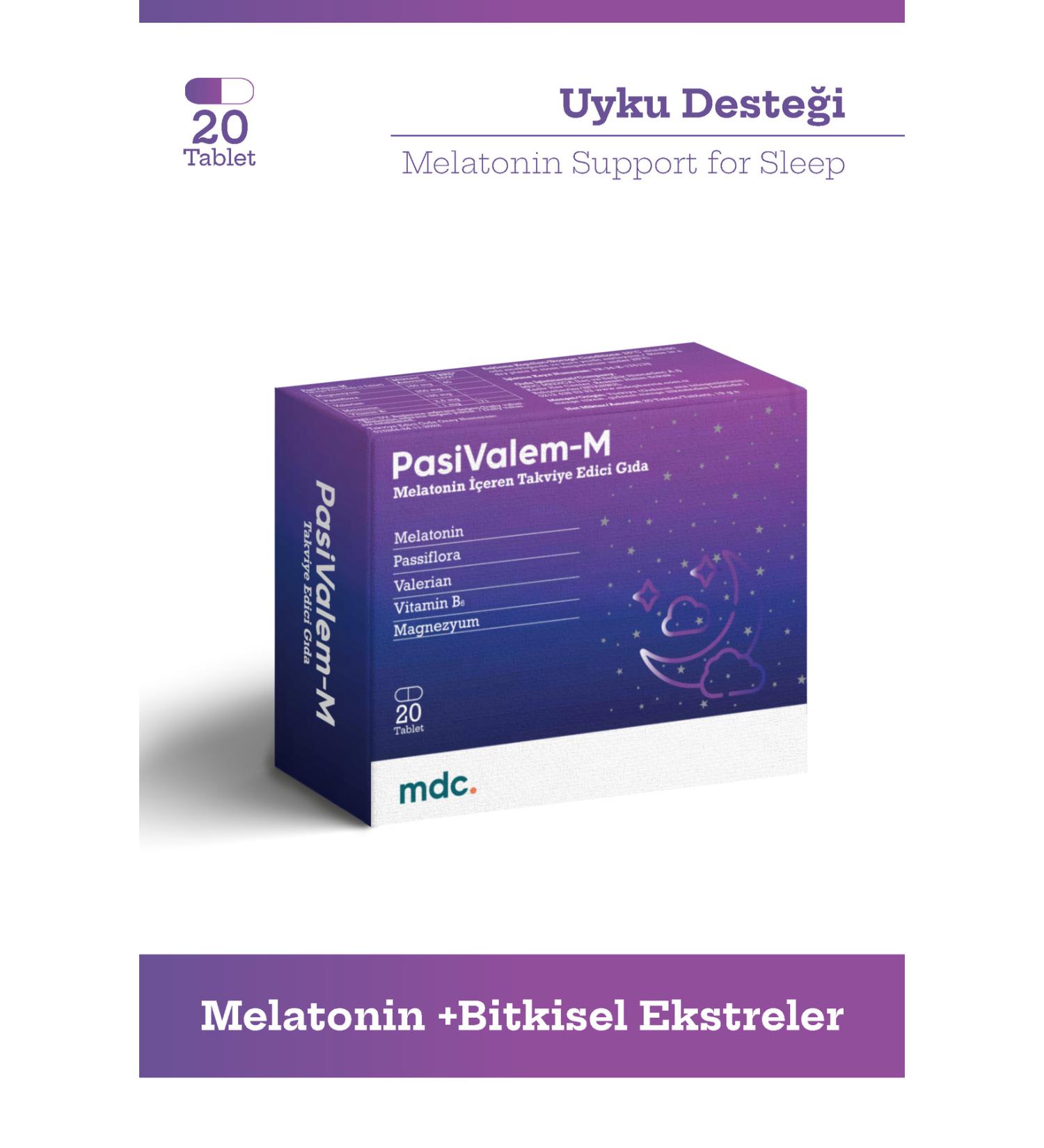 MDC Pasivalem Melatonin (MELATONIN PASSIFLORA VALERIAN B6 MAGNESIUM) 20 Tablets - Buy Online on GoSupps.com