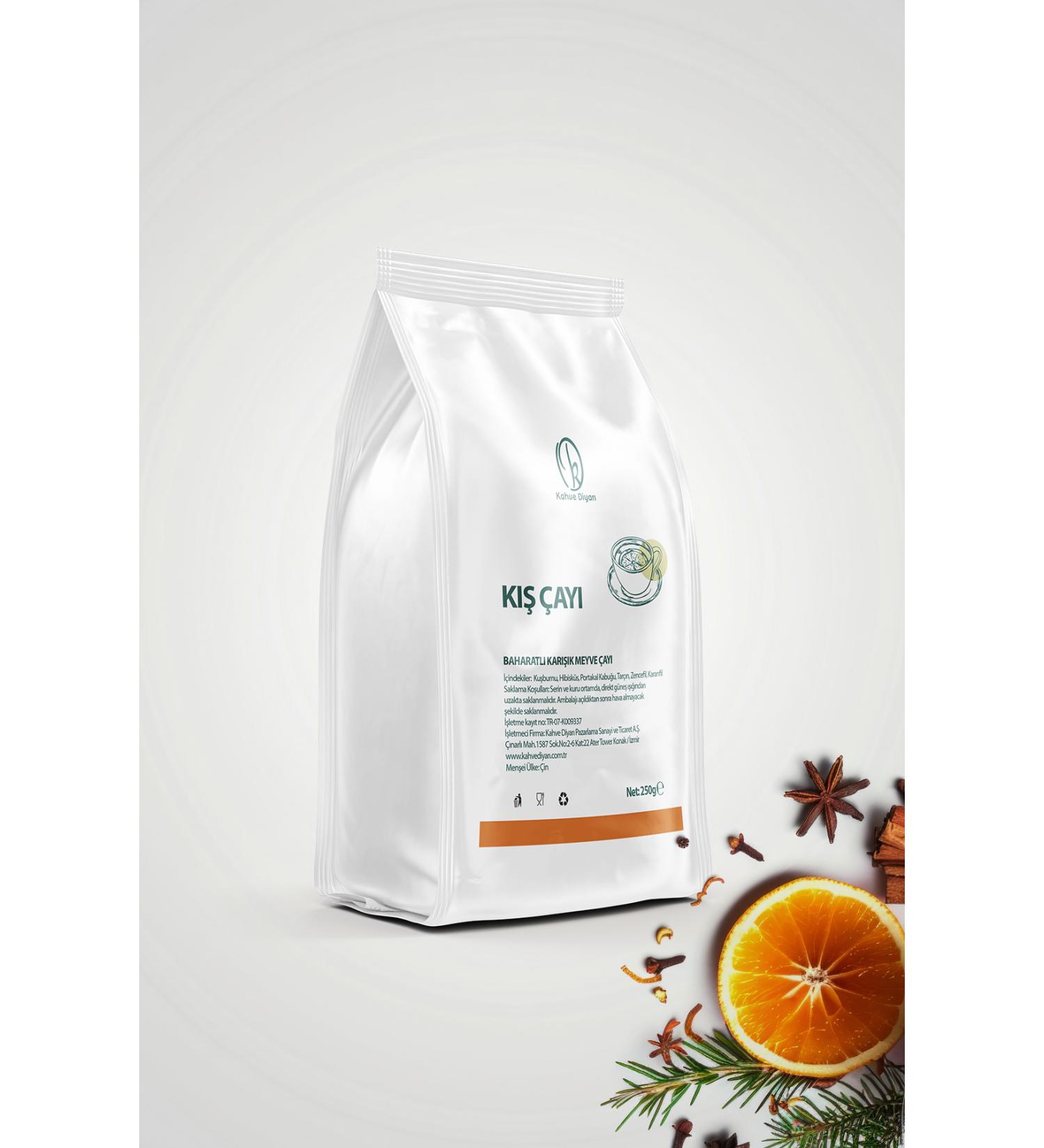 Kahve Diyar Winter Tea 250 Gr Mixed Herbal Tea - Rosehip Hibiscus Orange Peel Cinnamon Ginger Clove