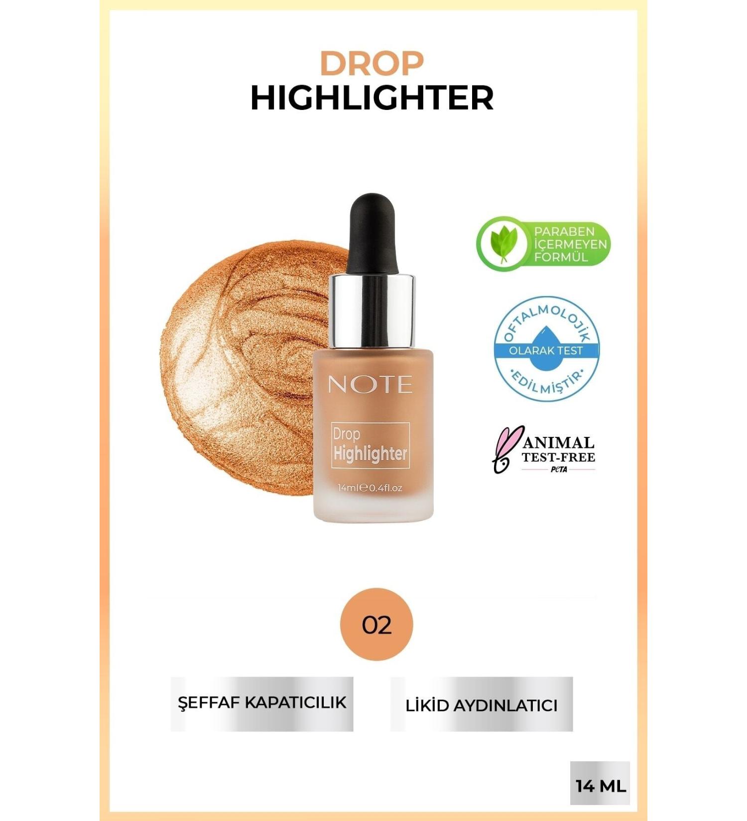 Note Cosmetics Cosmetic - Liquid Highlighter Charming Desert Drop Highlighter 02 Vitality Kuattoprof - Buy Online on GoSupps.com