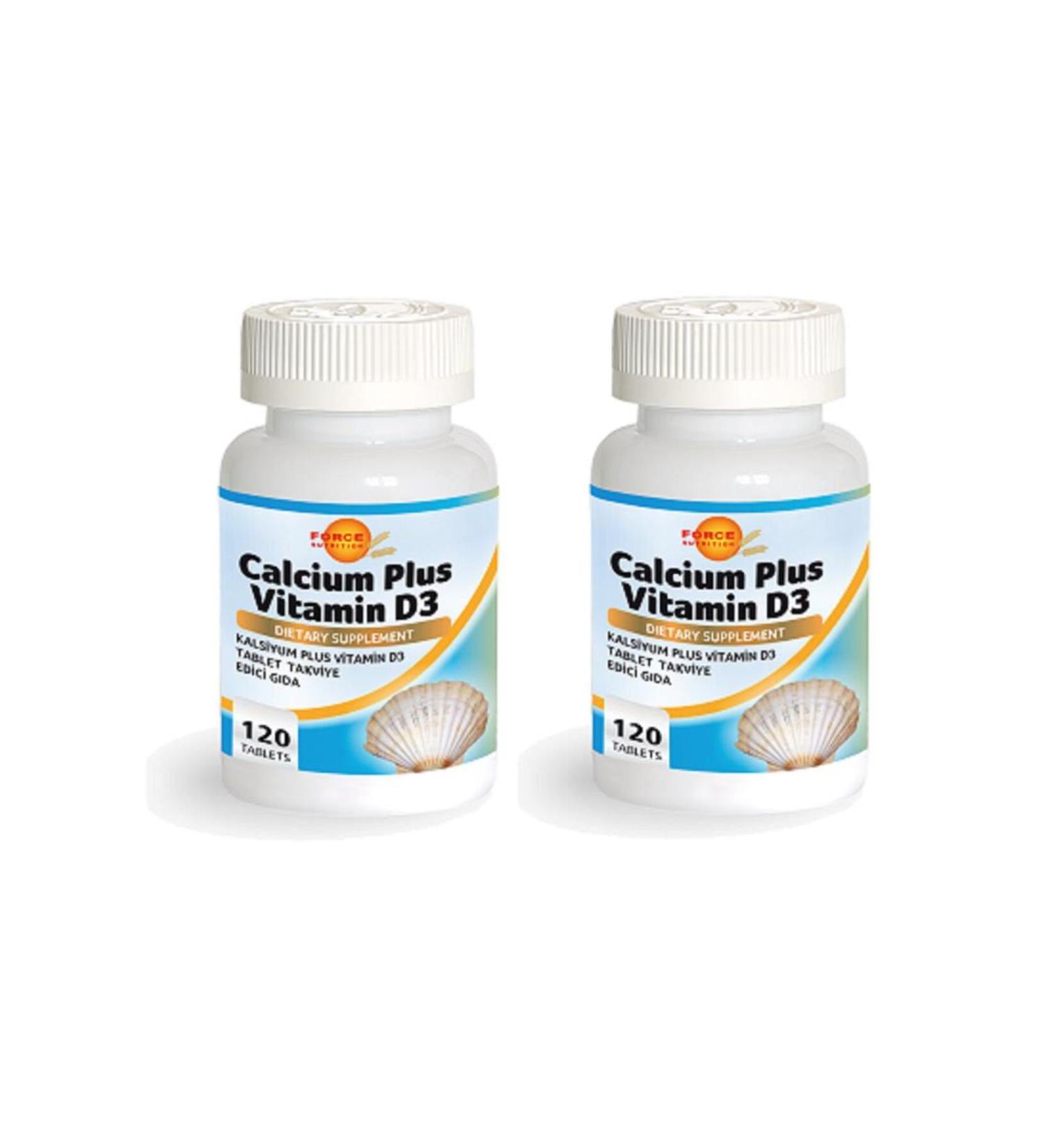 Force Nutrition Calcium Plus Vitamin D3 120 Tablets | 2 Boxes