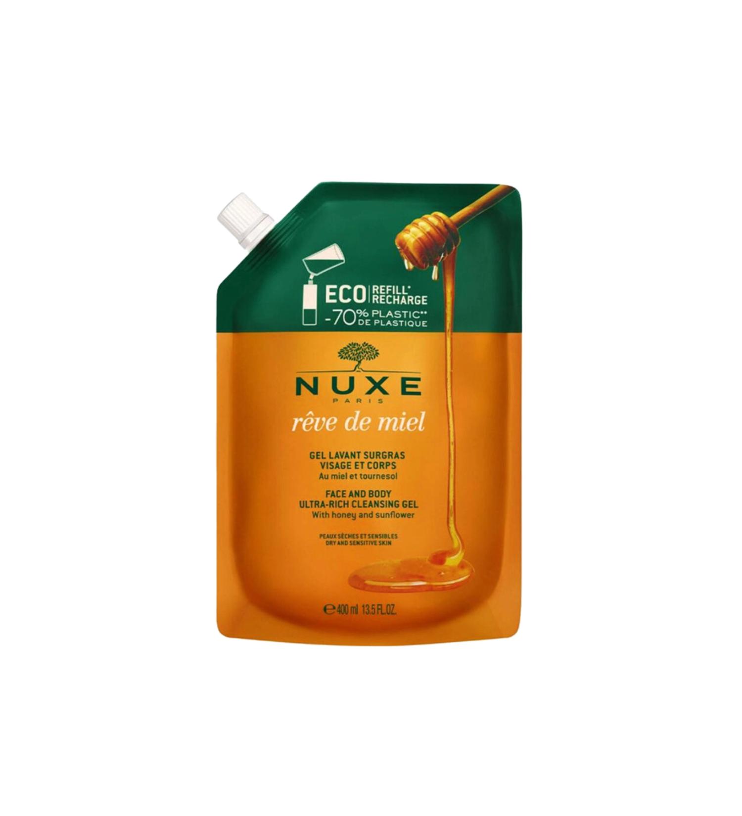 Nuxe Reve De Miel Face Body Ultra Rich Clean Gel Face and Body Cleanser Eco Pack 400 ml