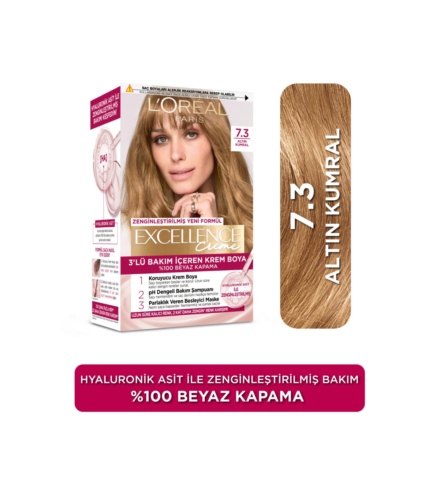 L'Oreal Paris Excellence Creme Hair Dye 7.3 Blonde Dore - Buy Online on GoSupps.com