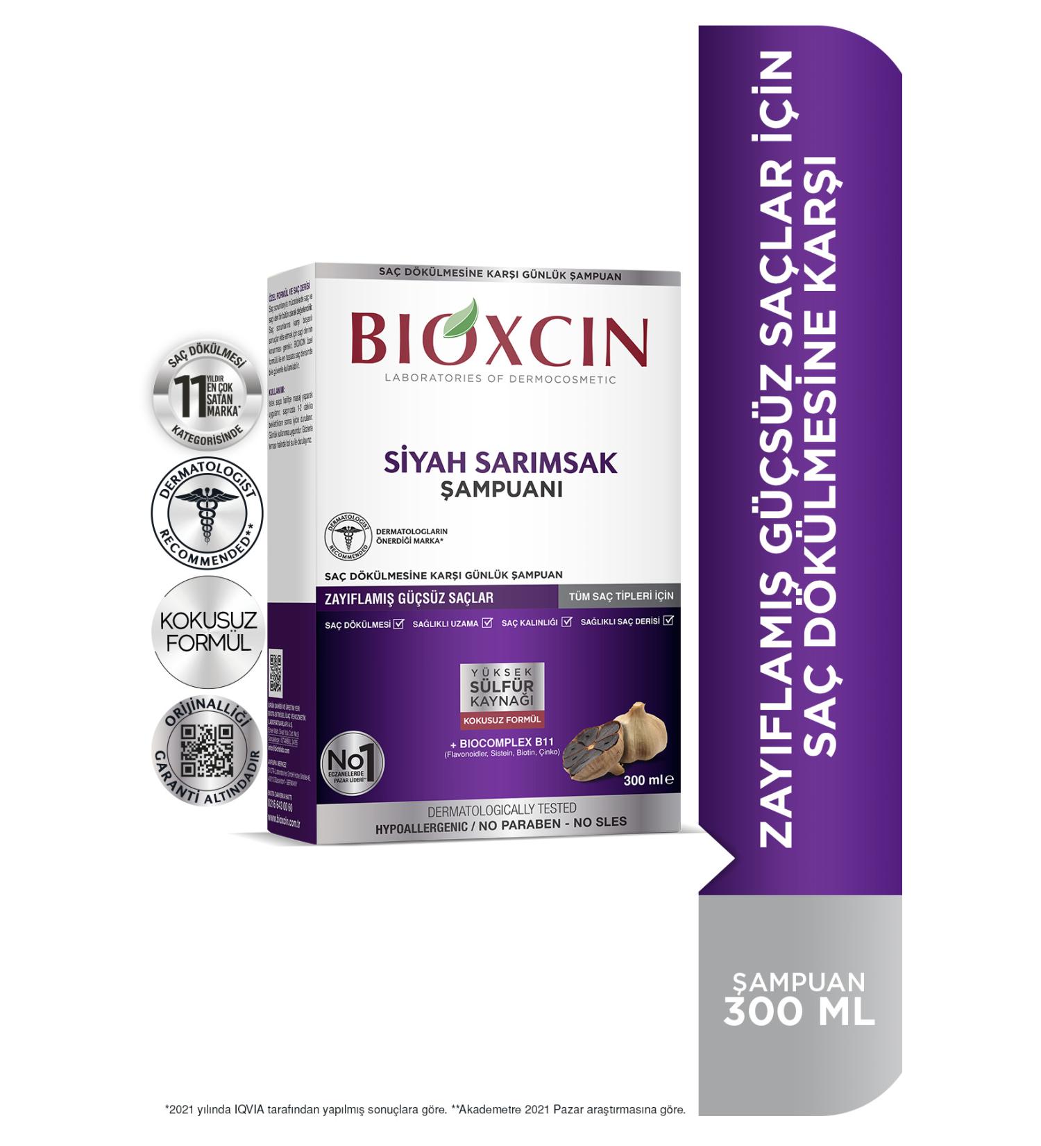 Bioxcin Black Garlic Shampoo 300 Ml - Anti-Hair Loss and Thinning Shampoo - Buy Online on GoSupps.com