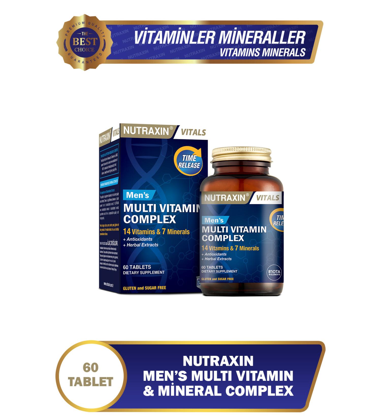 Nutraxin Men's Multi Vitamin and Minerals Complex Food Supplement 60 Tablets - Buy Online on GoSupps.com