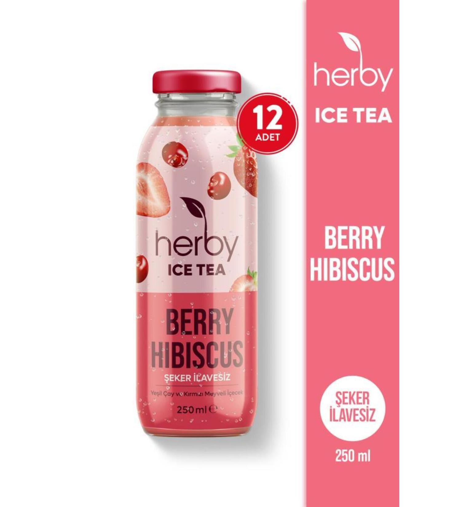 Herby Ice Tea Berry Hibiscus Iced Tea No Sugar Added 250 ml x 12 - Buy Online on GoSupps.com