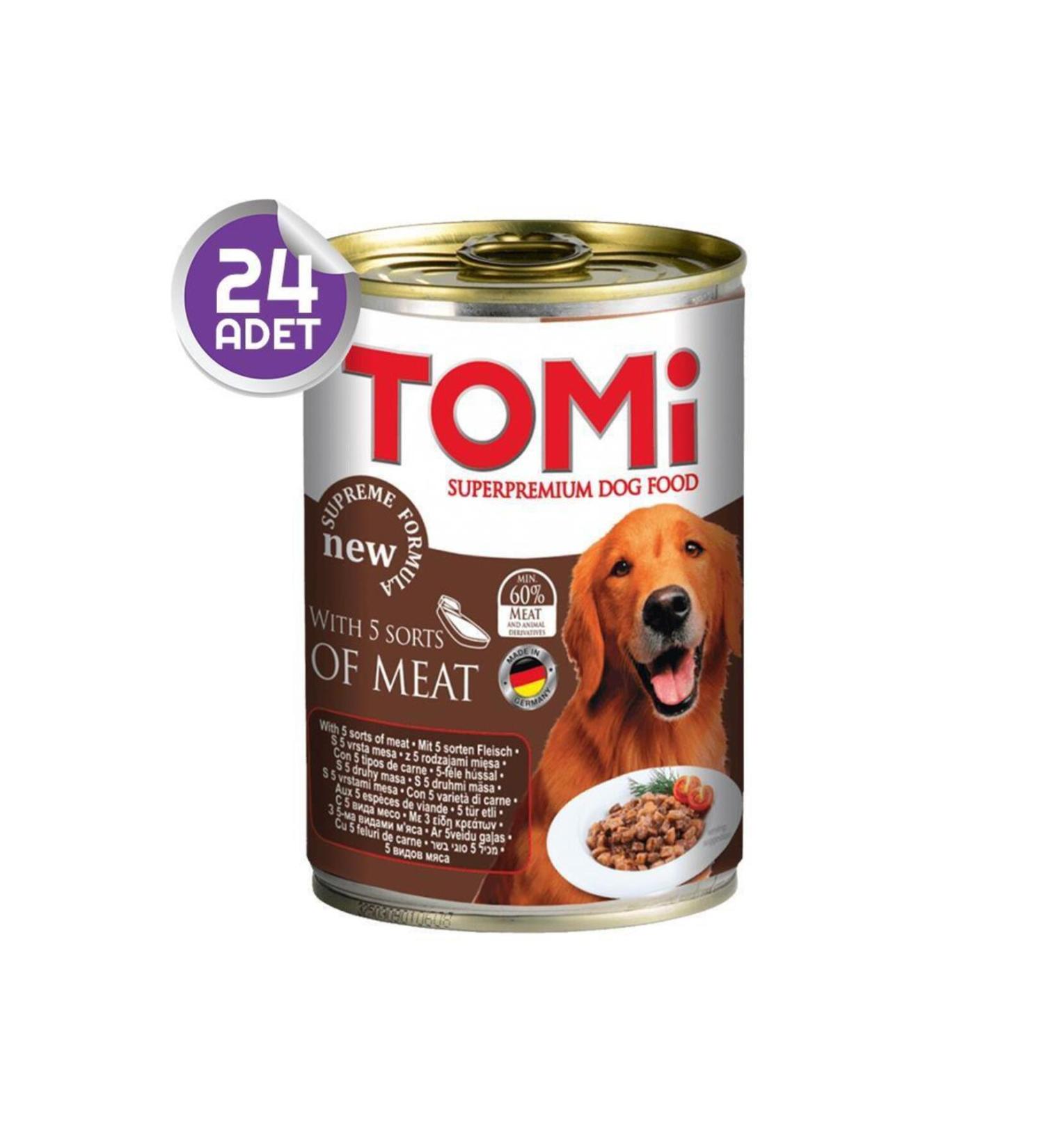 Tomi 5 Types of Meat Adult Dog Canned Food 24x400gr