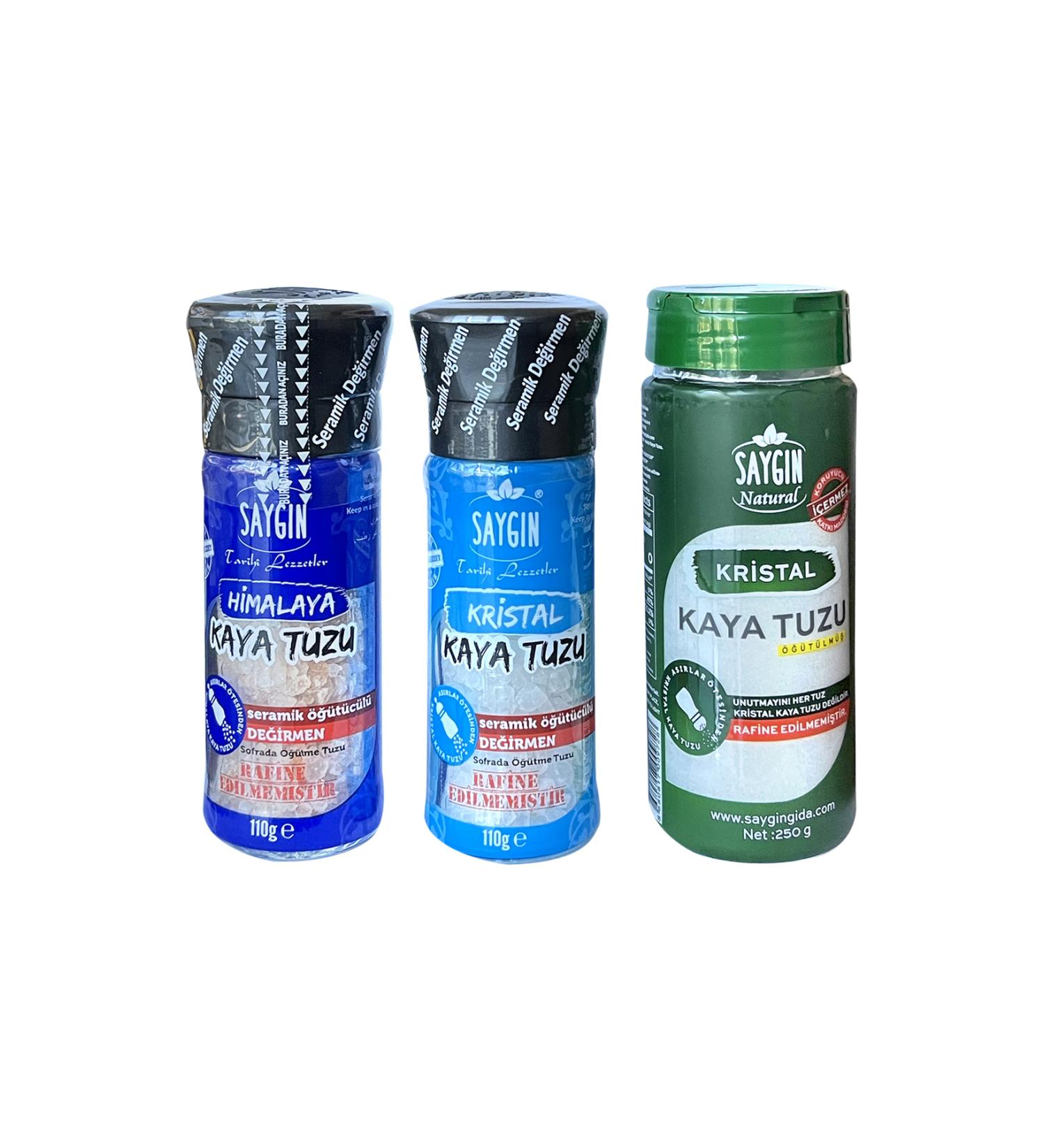 Respected Himalayan and Rock Salt 110 gr Grinder 2 pieces + Crystal Rock Salt 250 gr