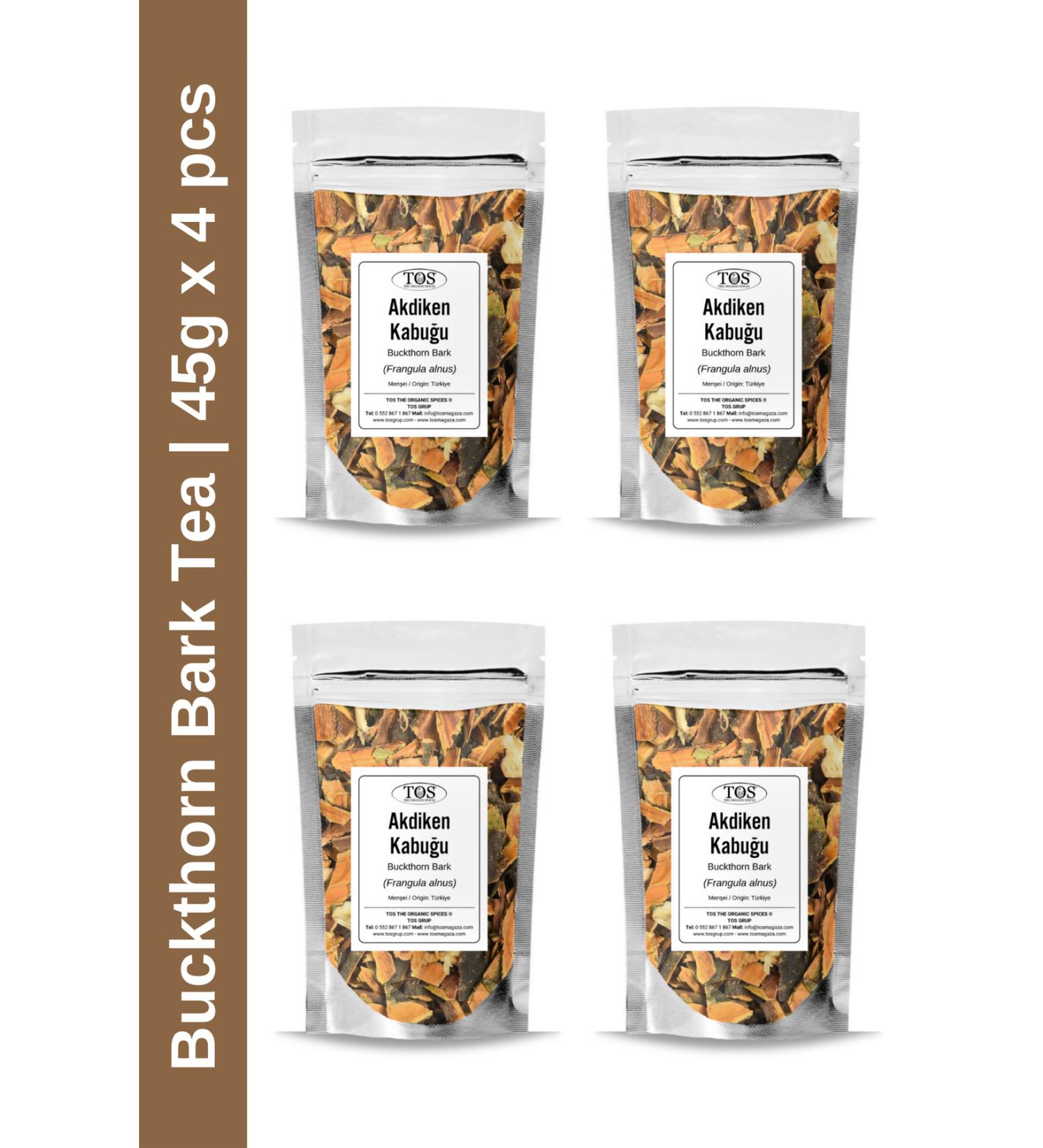TOS The Organic Spices Buckthorn Bark Tea 45 gr x 4 Pieces | Buckthorn Bark Tea | Frangula alnus | Advantageous Set