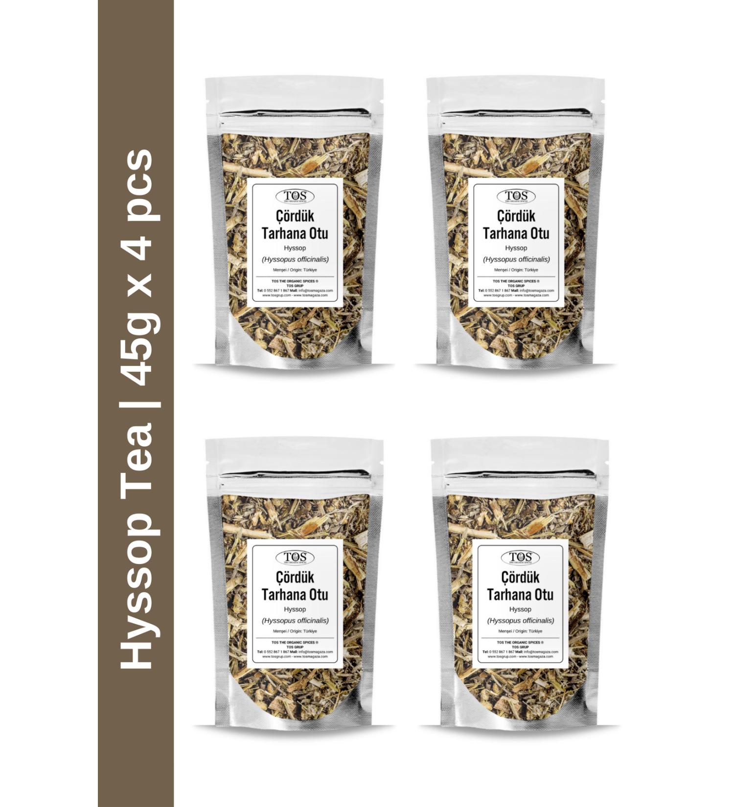 TOS The Organic Spices Hyssop Tea 45 gr x 4 Pieces | Hyssop Tea | Hyssopus officinalis | Advantageous Set